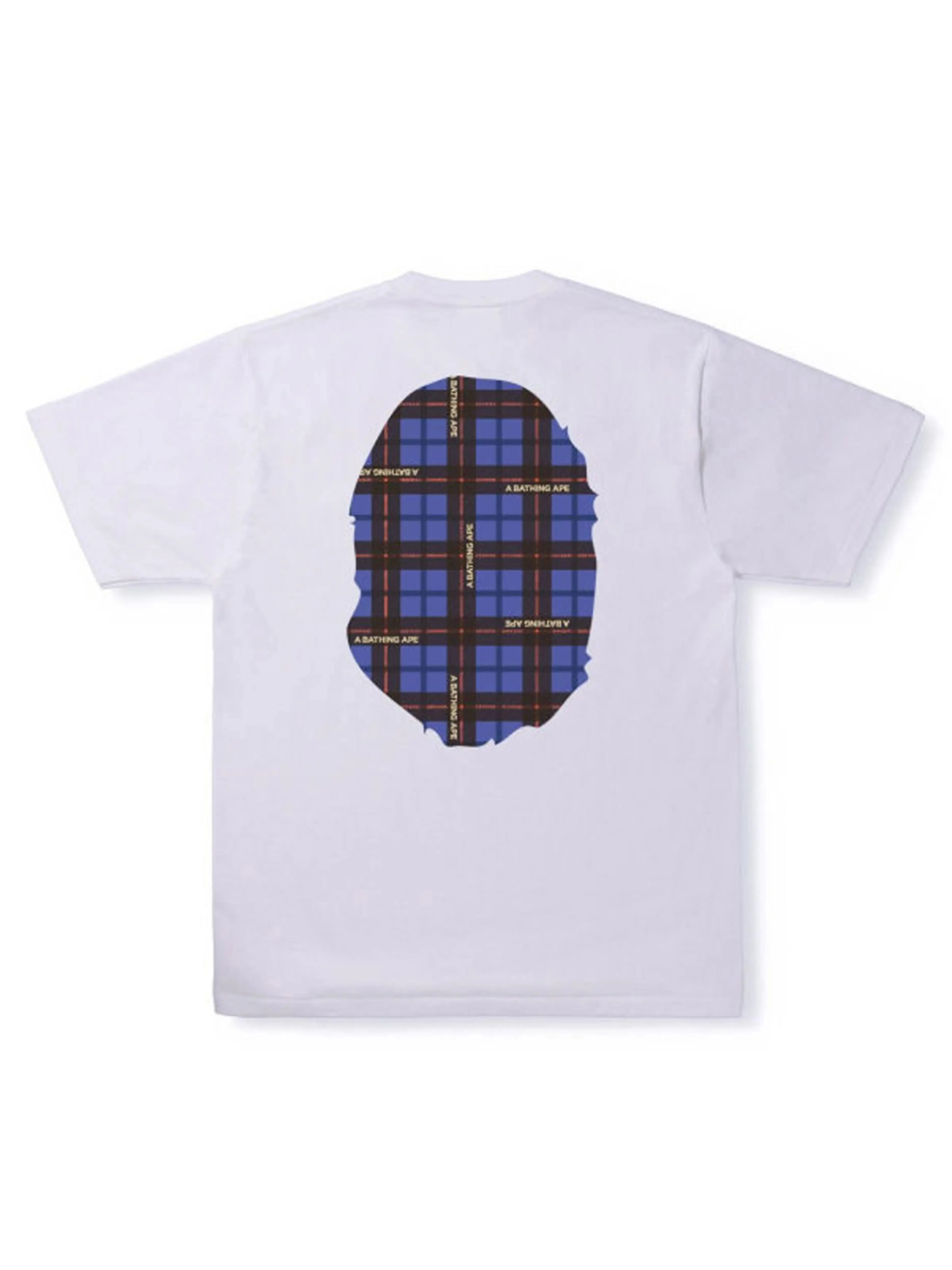 A Bathing Ape Check Big Ape Head Tee White/Blue