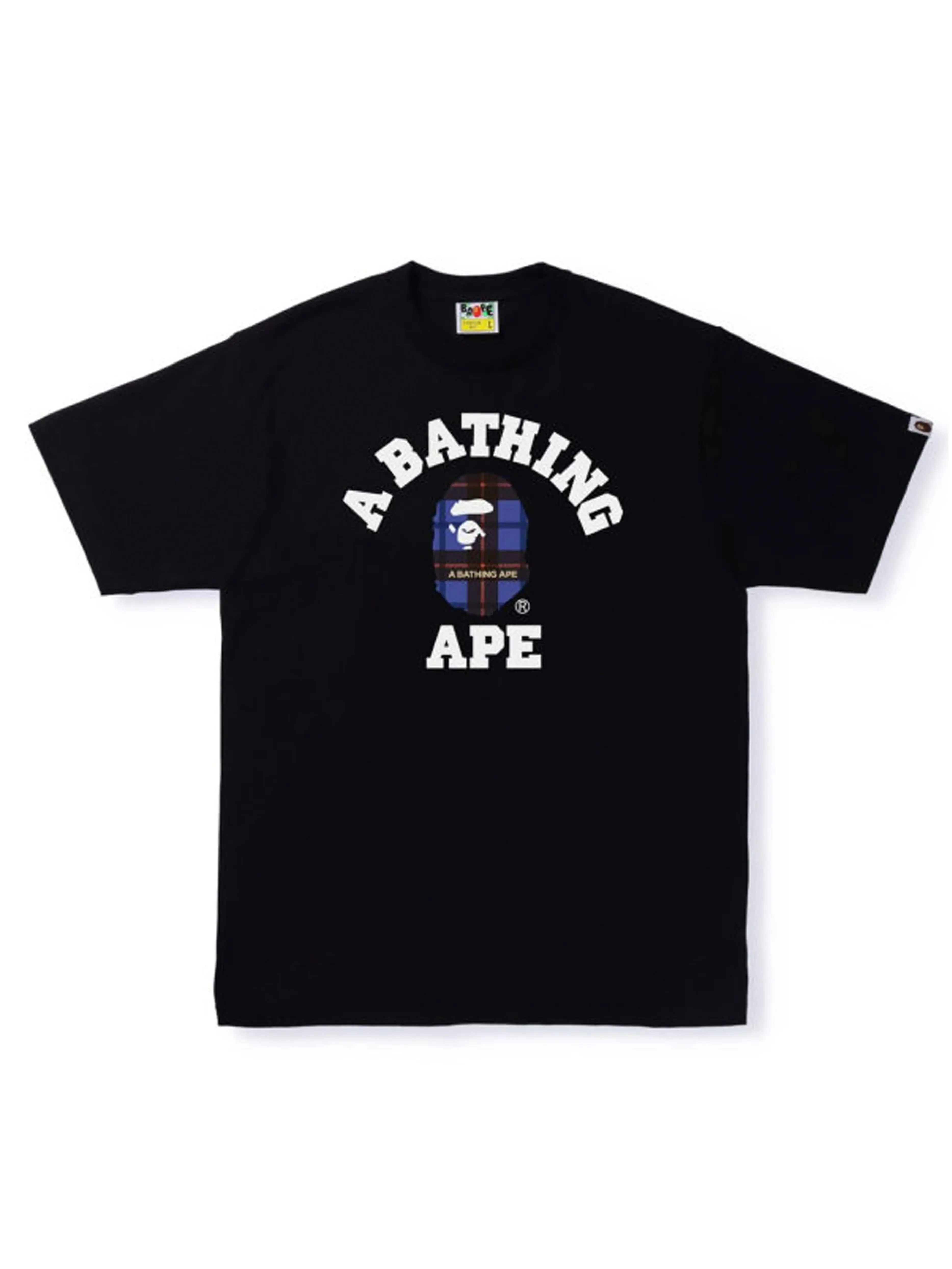 A Bathing Ape Logo Check College Tee Black/Blue