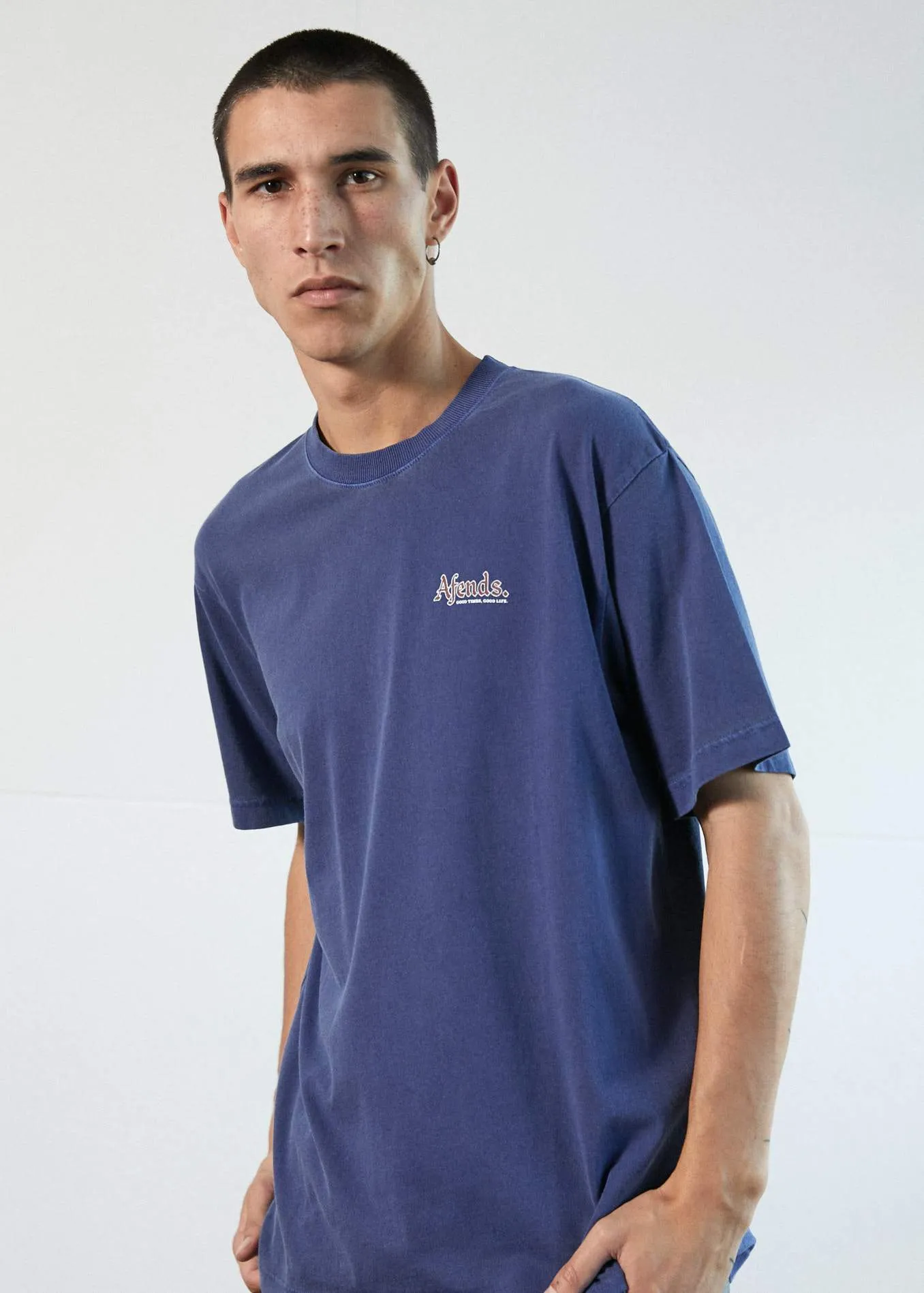 Afends Mens Rennie - Retro Fit Tee - Iris