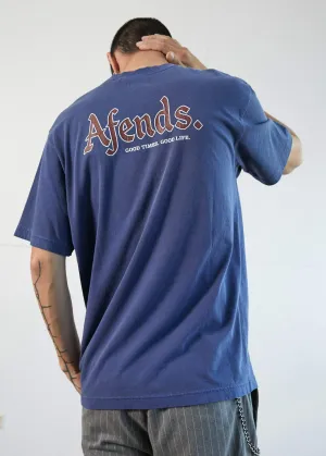 Afends Mens Rennie - Retro Fit Tee - Iris