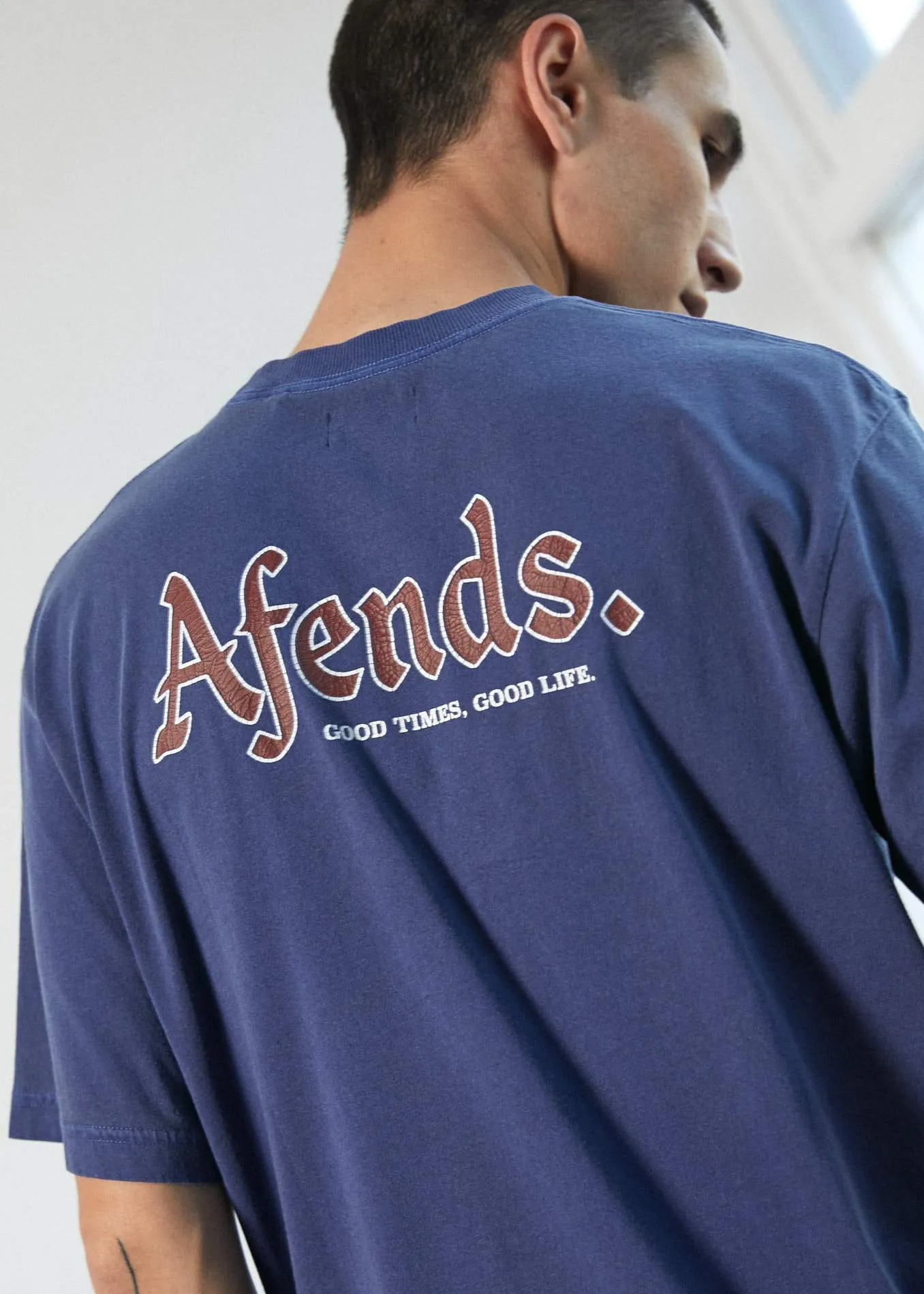 Afends Mens Rennie - Retro Fit Tee - Iris