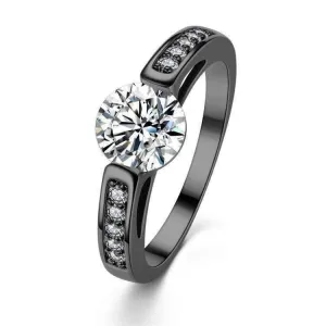 Altar Ego Tension Set Zirconia and Black Gold Solitaire Ring