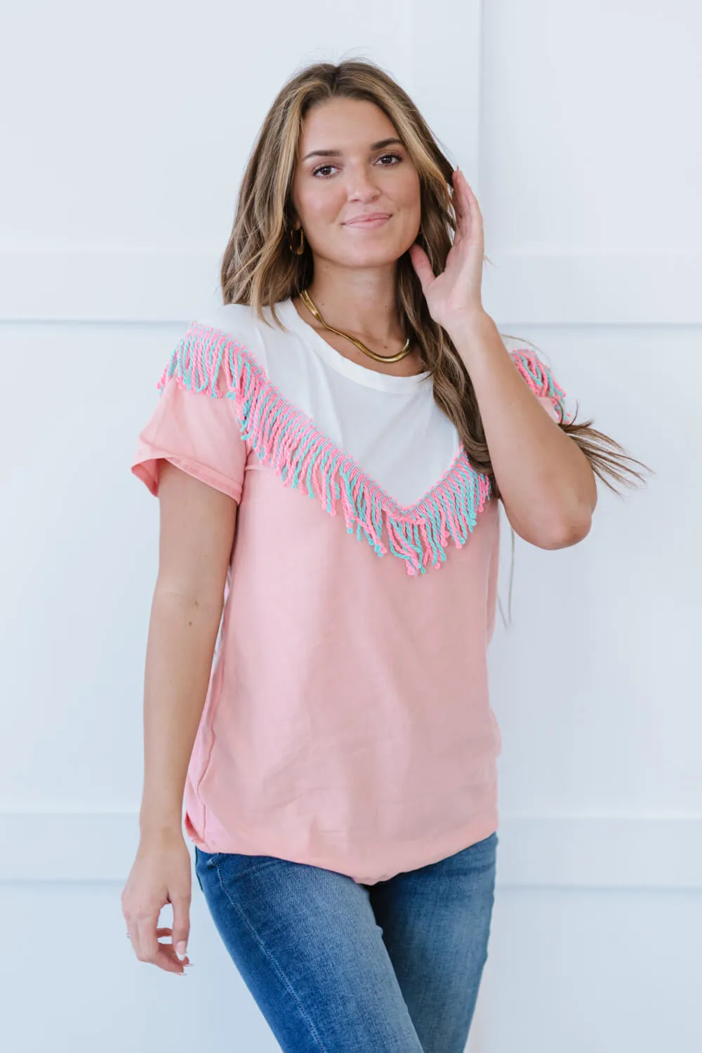 BiBi Saddle Up Fringe Detail Tee