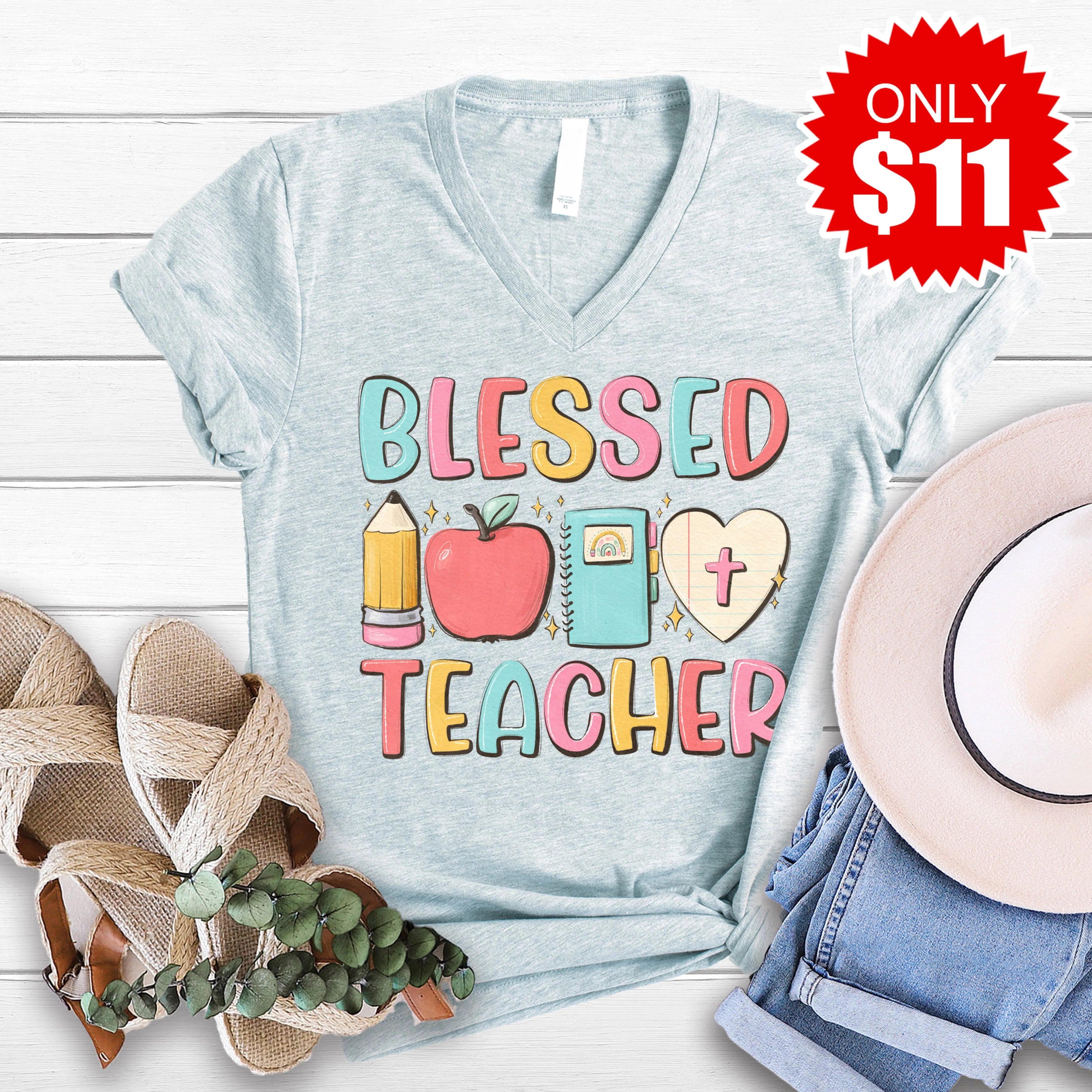 Blessed Teacher V-Neck - 11