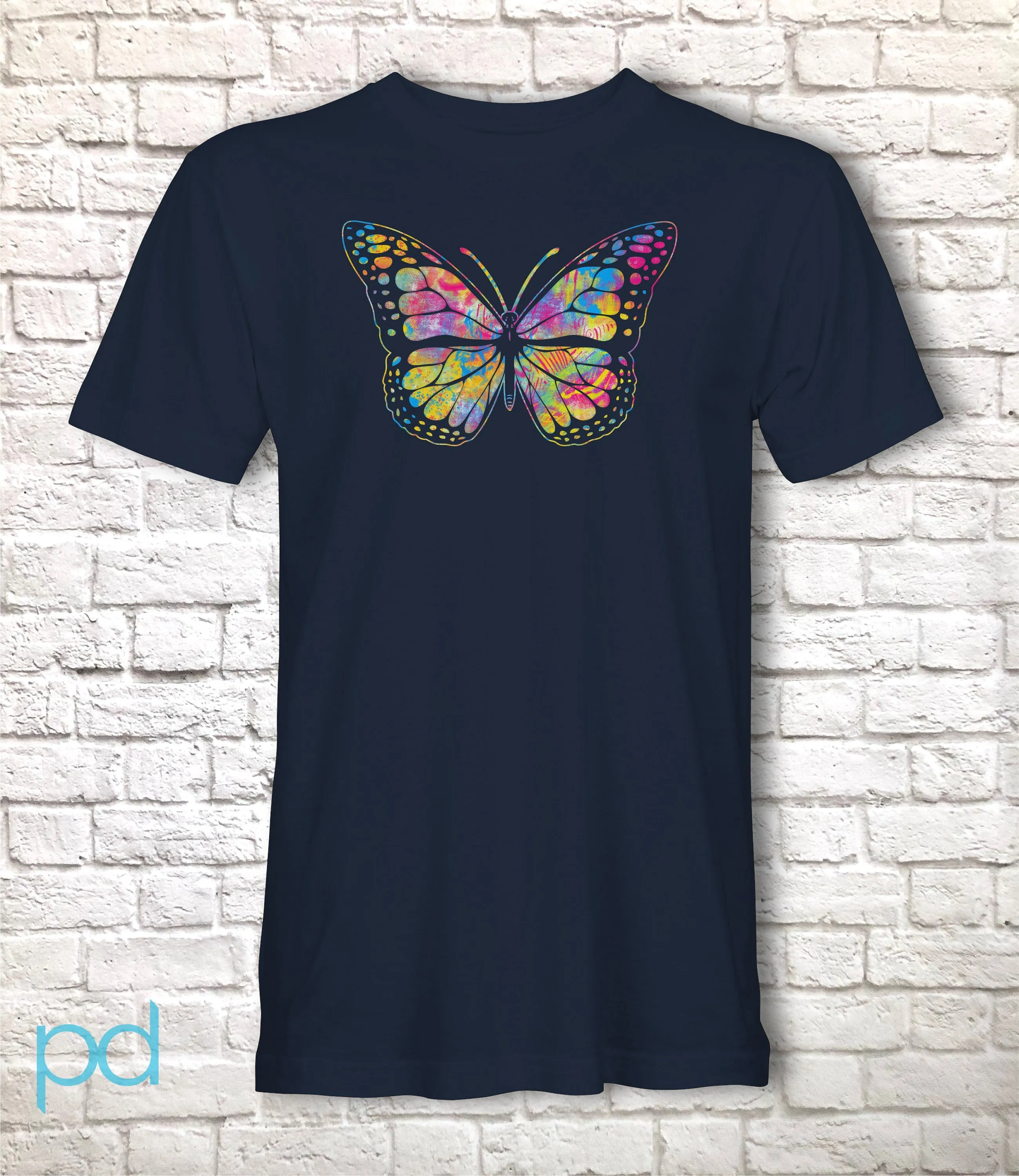 Butterfly T-Shirt, Brightly Coloured Butterfly Gift Idea, Vibrant & Beautiful Pink Butterfly Tee Shirt T Top