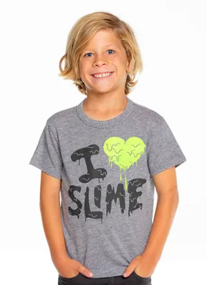 Chaser - Kids I Heart Slime Tee in Heather Grey