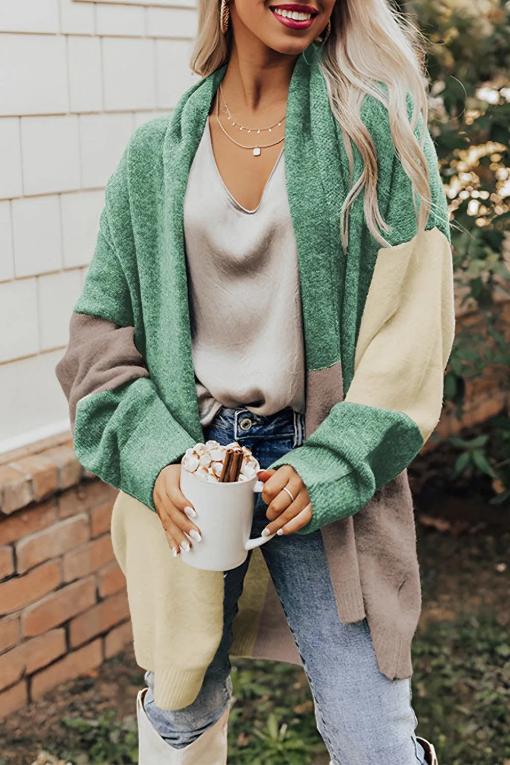 Color Block Long Sleeve Cardigan