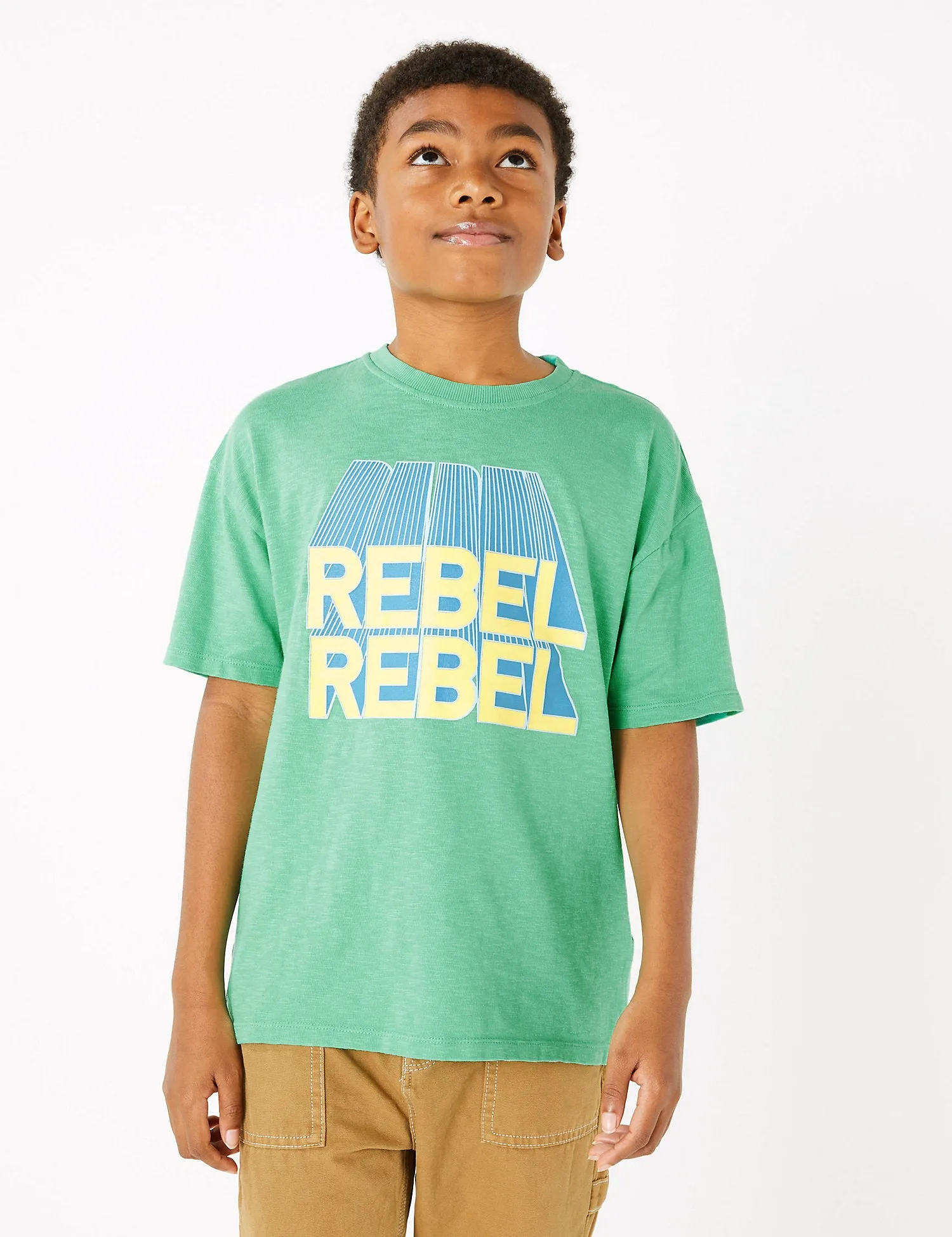 Cotton Rebel Rebel Slogan T-Shirt