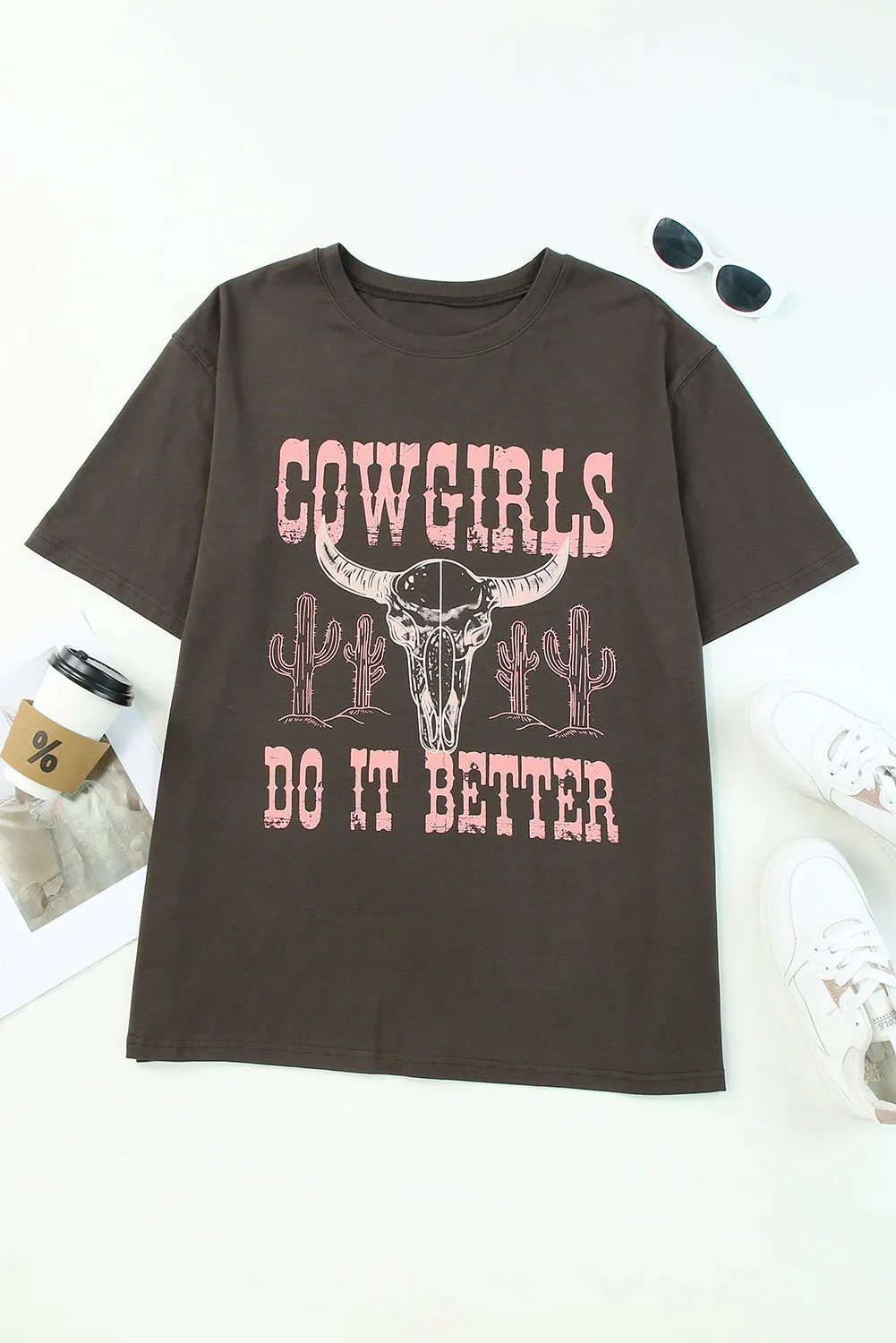 COWGIRLS DO IT BETTER Graphic Print Oversized T Shirt