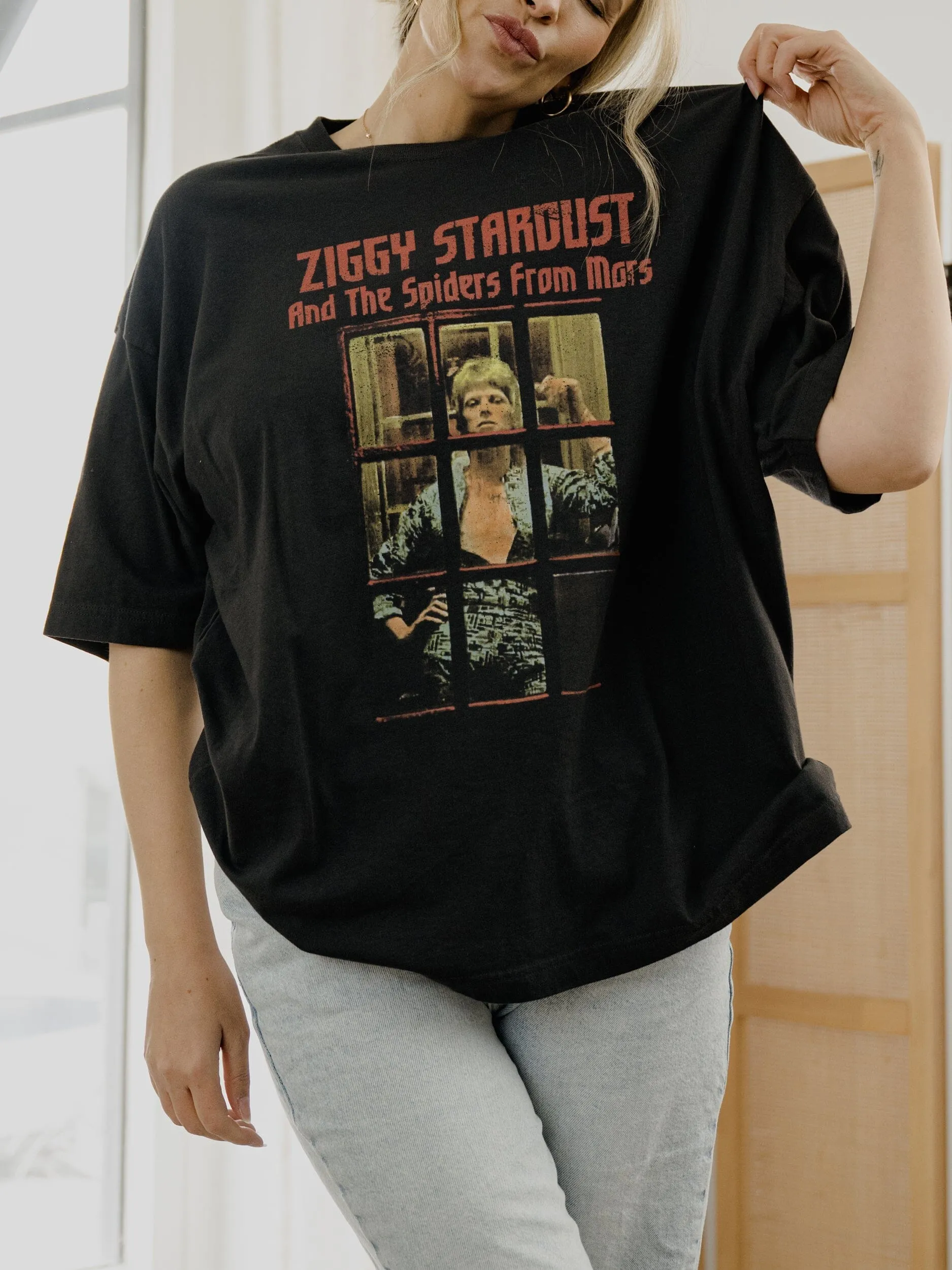 David Bowie Window Smoke One Size Oversized Tee