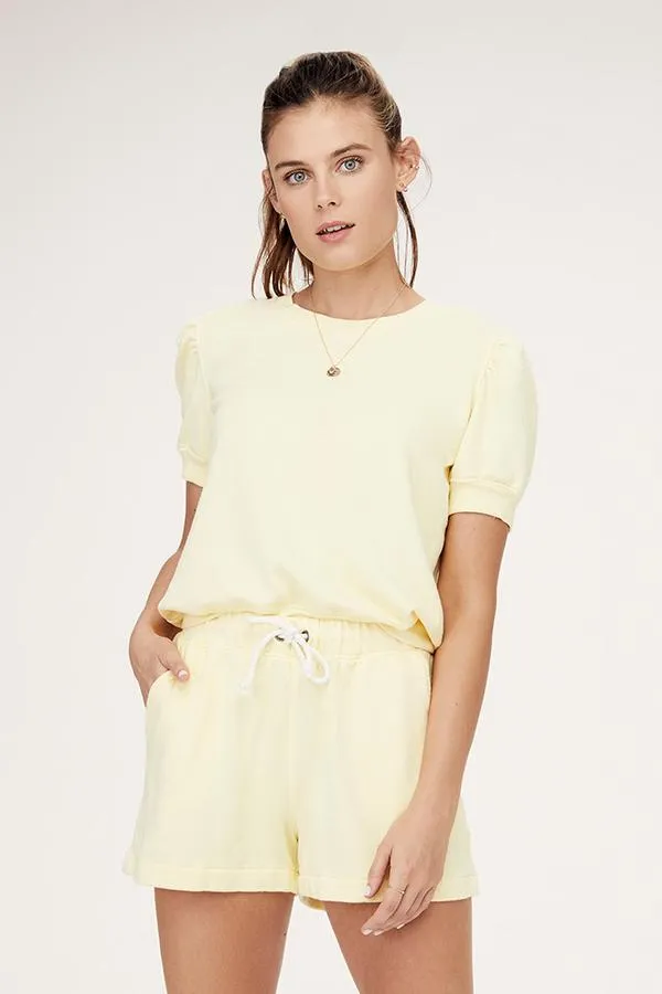 David Lerner - Jade S/S Puff Sleeve Top in Lemon