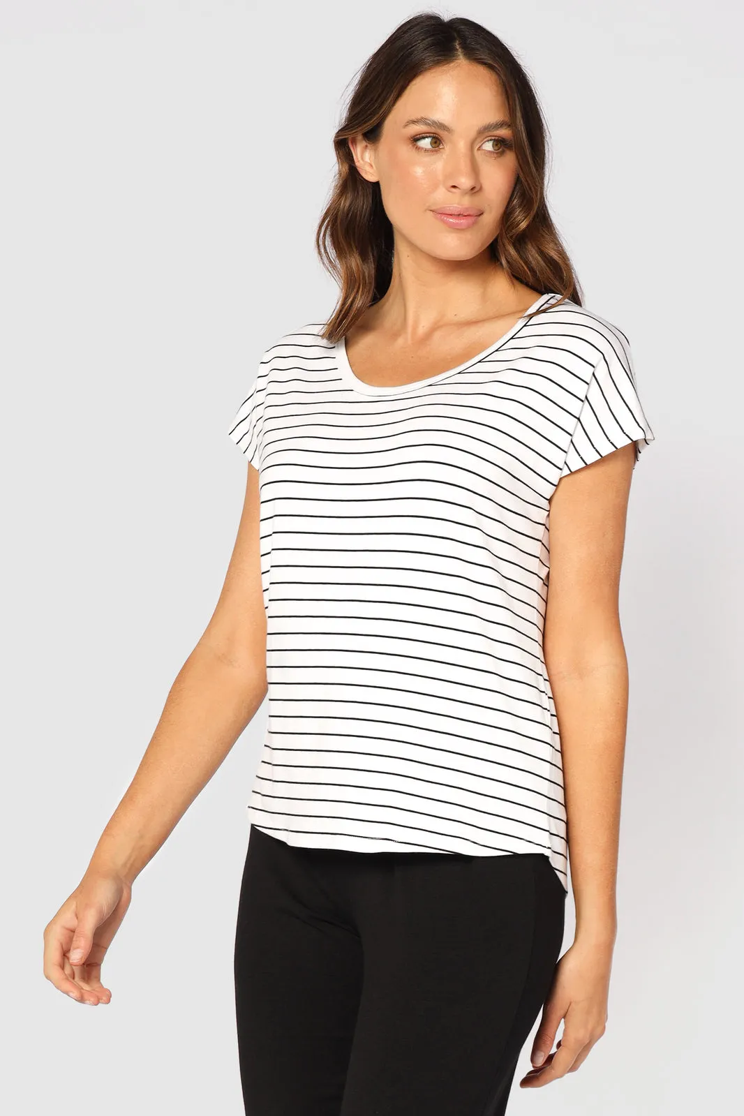 Eadie Top - White & Black Stripe