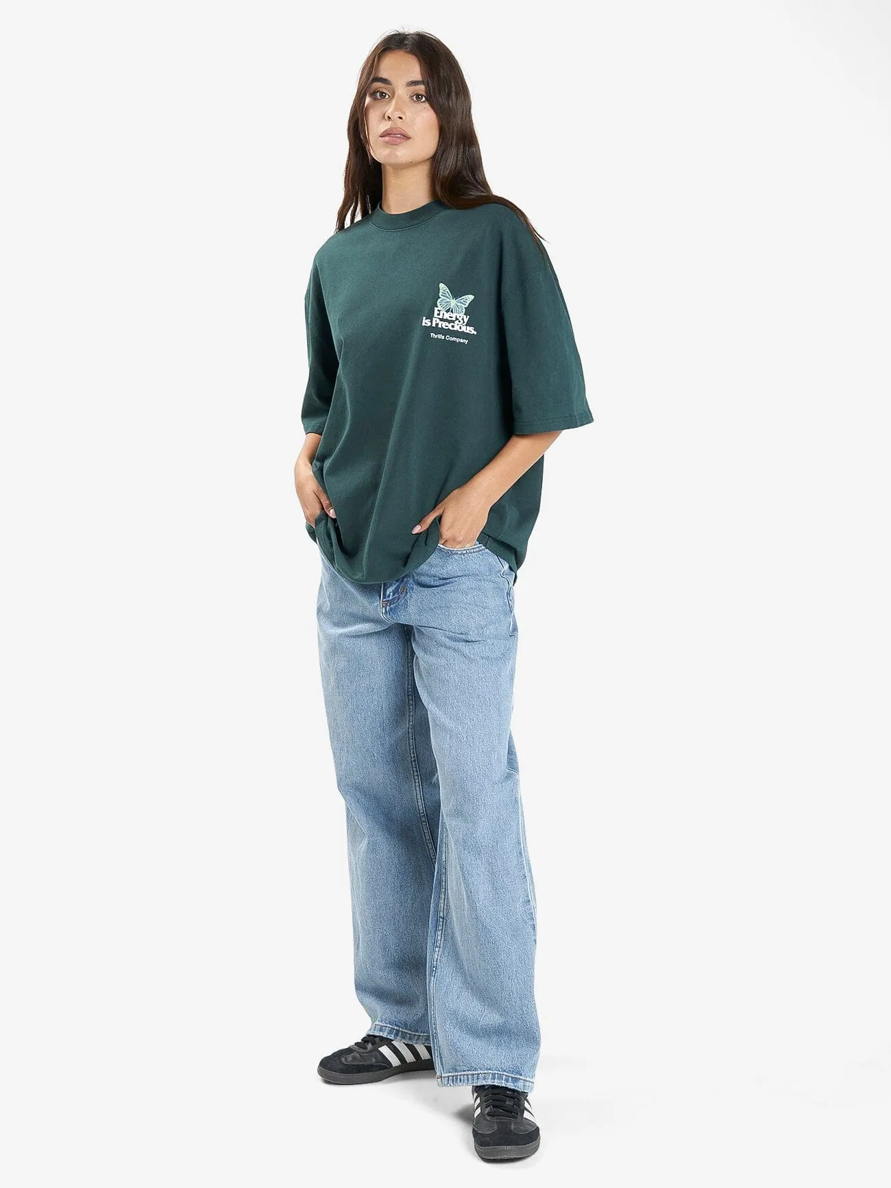 Energy is Precious Oversized Tee - Dark Jade