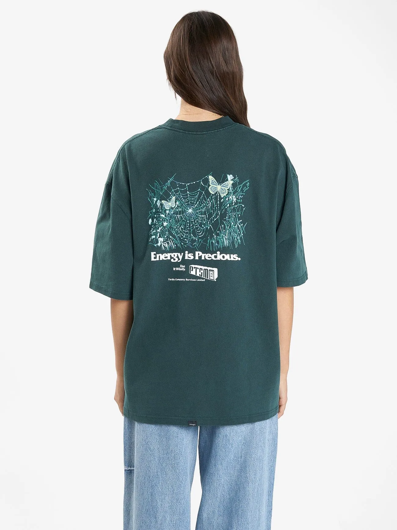 Energy is Precious Oversized Tee - Dark Jade