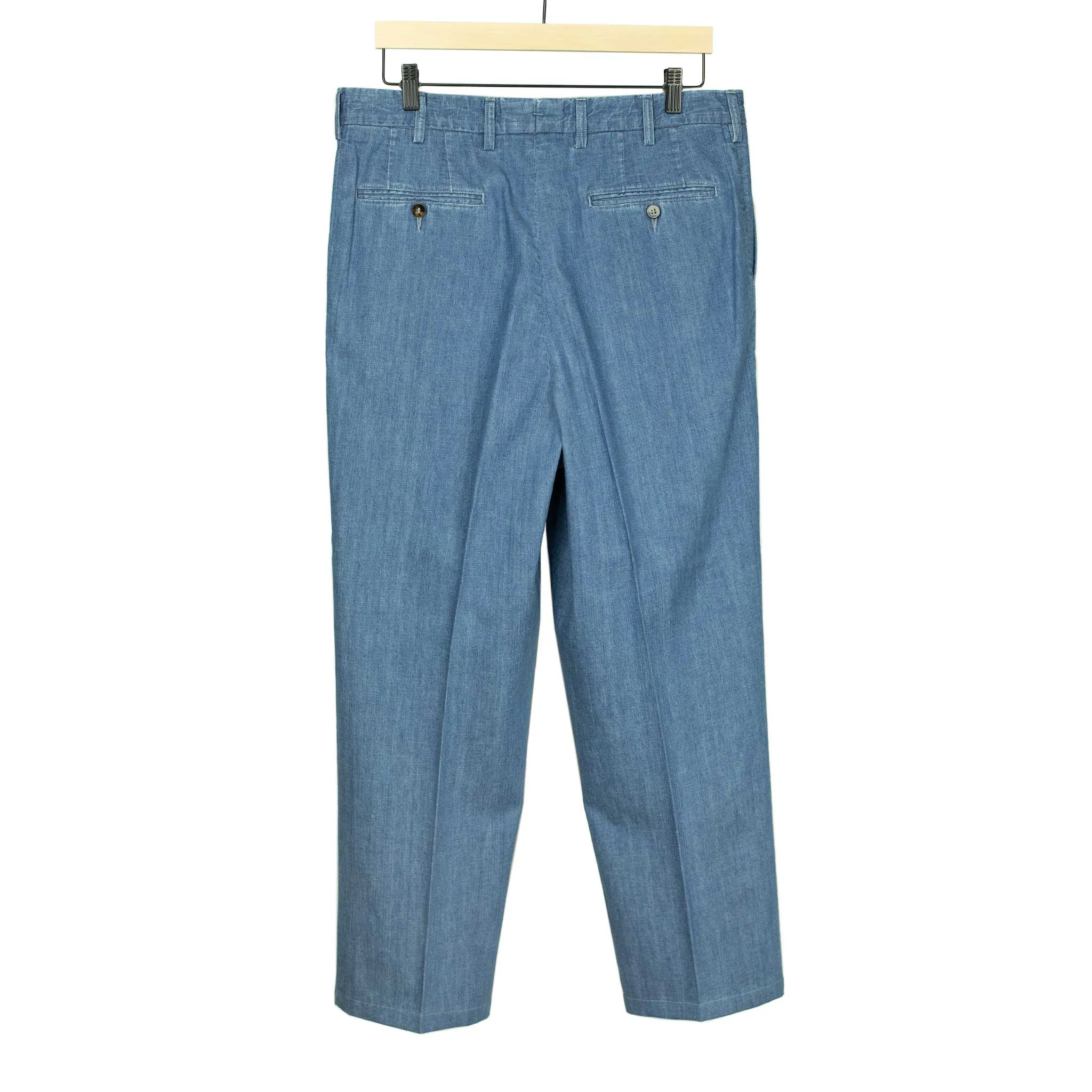 Exclusive Brooklyn double-pleated high-rise wide trousers in washed denim