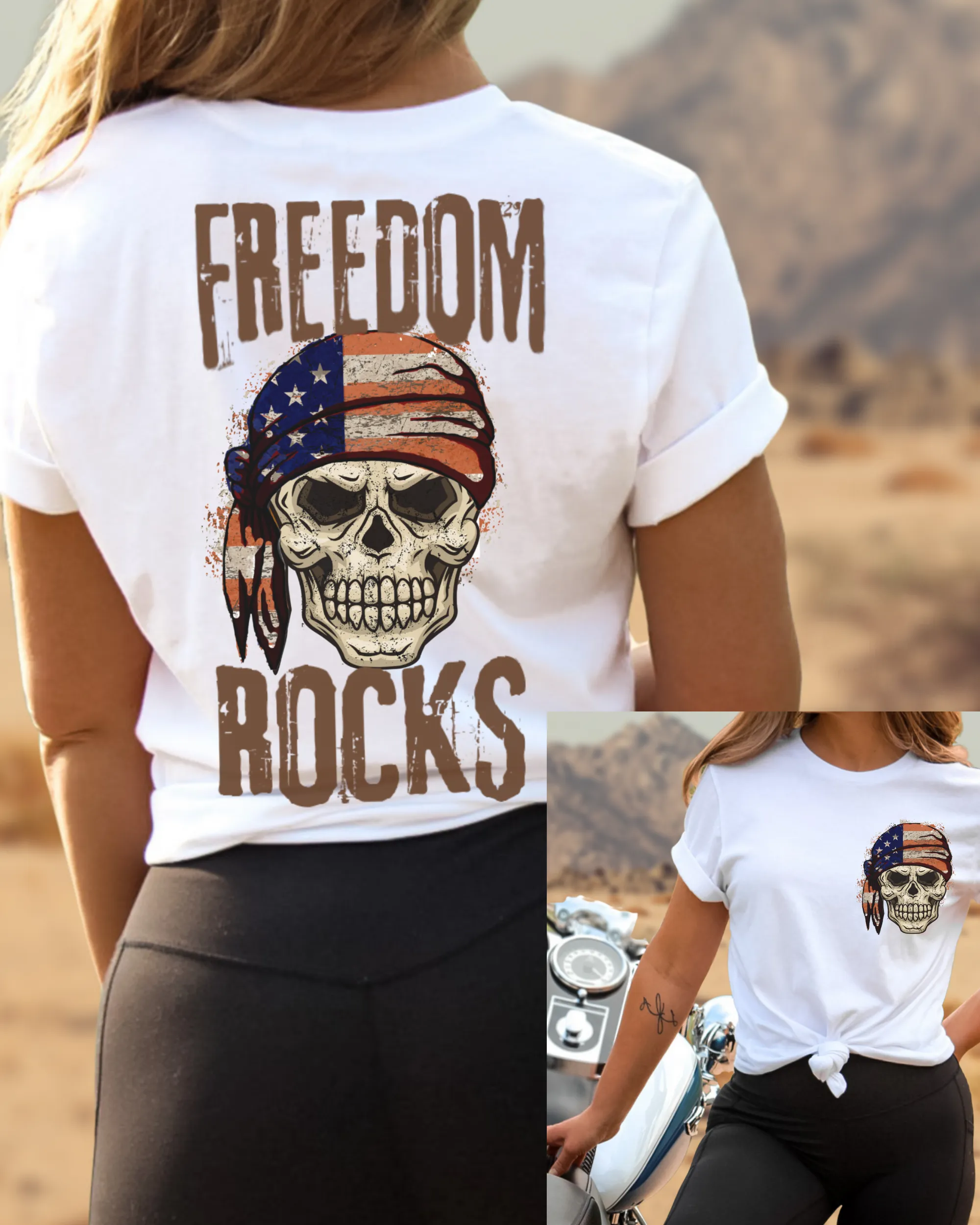 Freedom Rocks Crewneck Sweatshirt or T-Shirt Distressed Design, 4th Of July, Trendy Skeleton Shirt