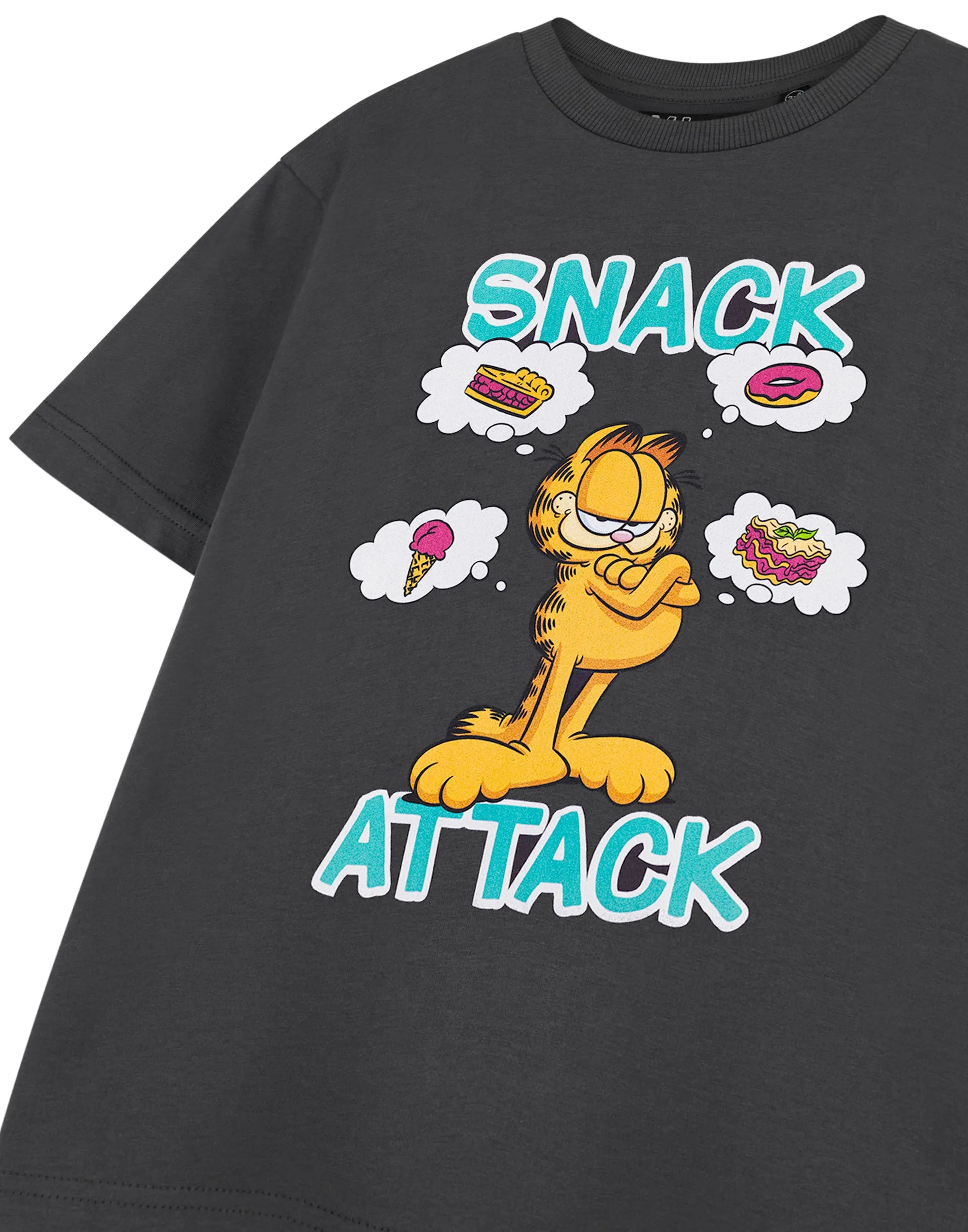 Garfield Snack Attack Boys Grey Short Sleeved T-Shirt