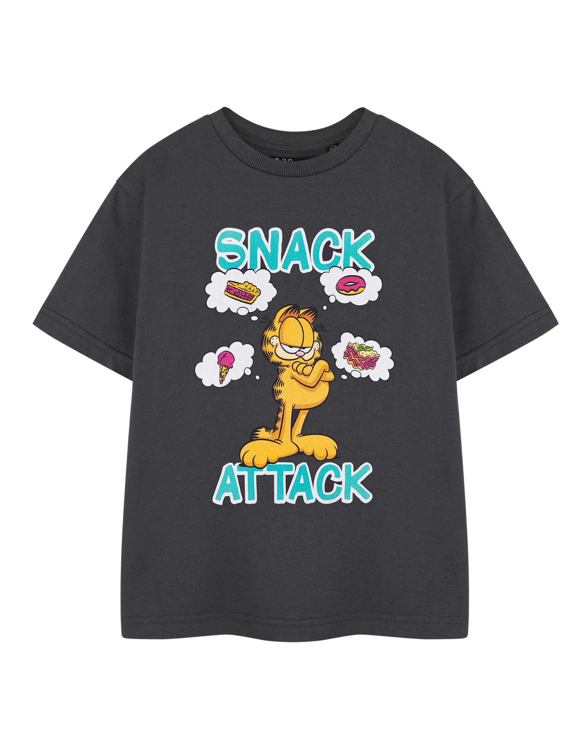 Garfield Snack Attack Boys Grey Short Sleeved T-Shirt