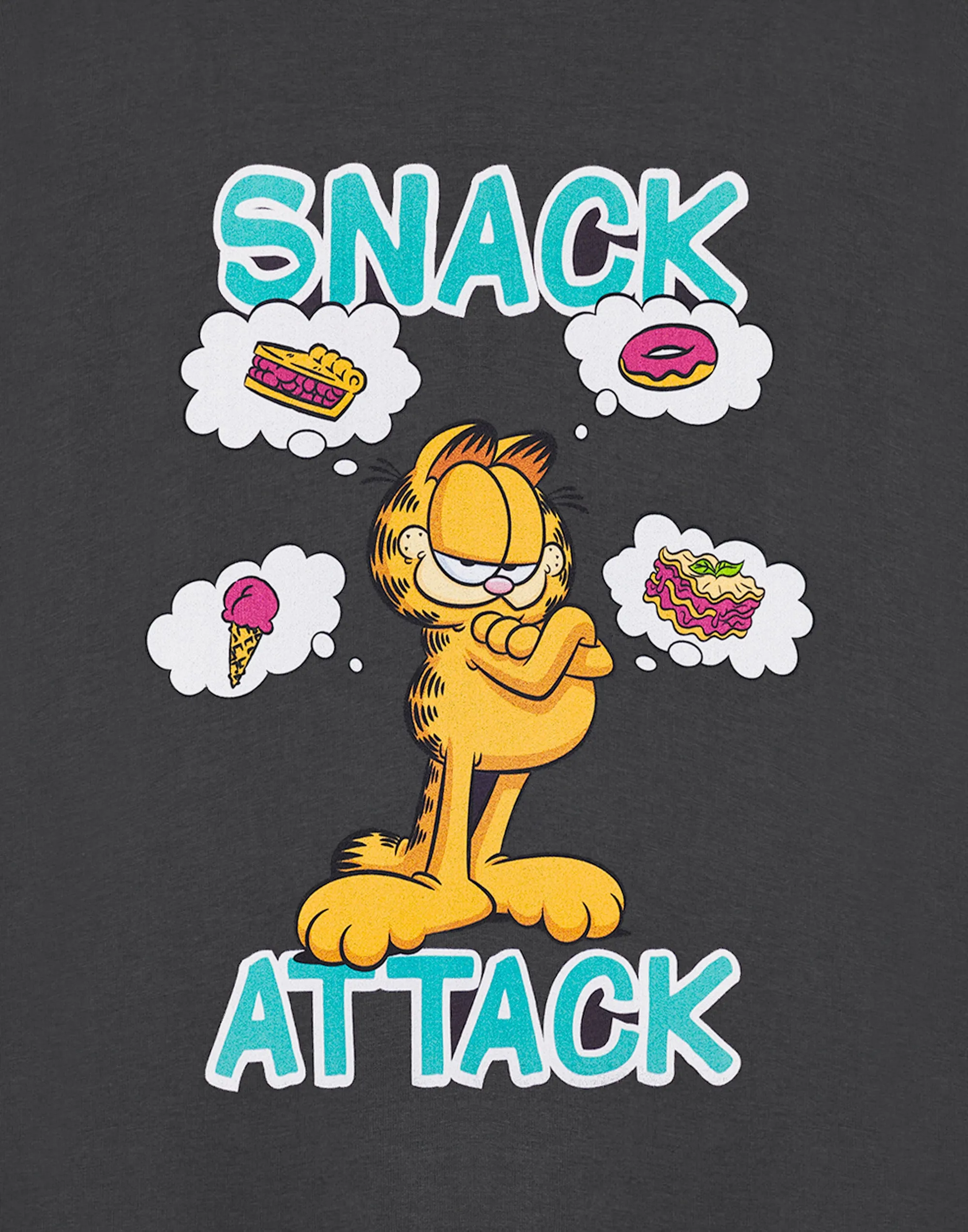 Garfield Snack Attack Boys Grey Short Sleeved T-Shirt