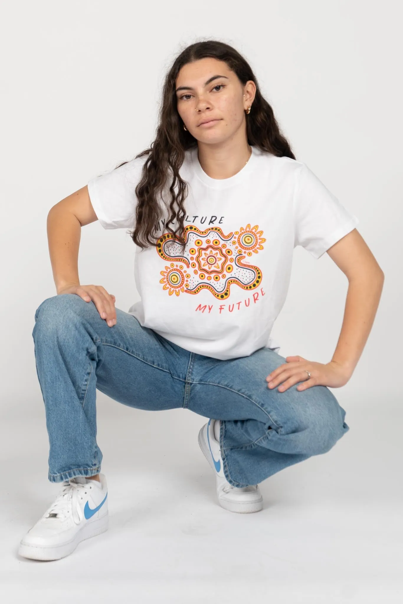 Gather and Thrive White Cotton Crew Neck Women's T-Shirt