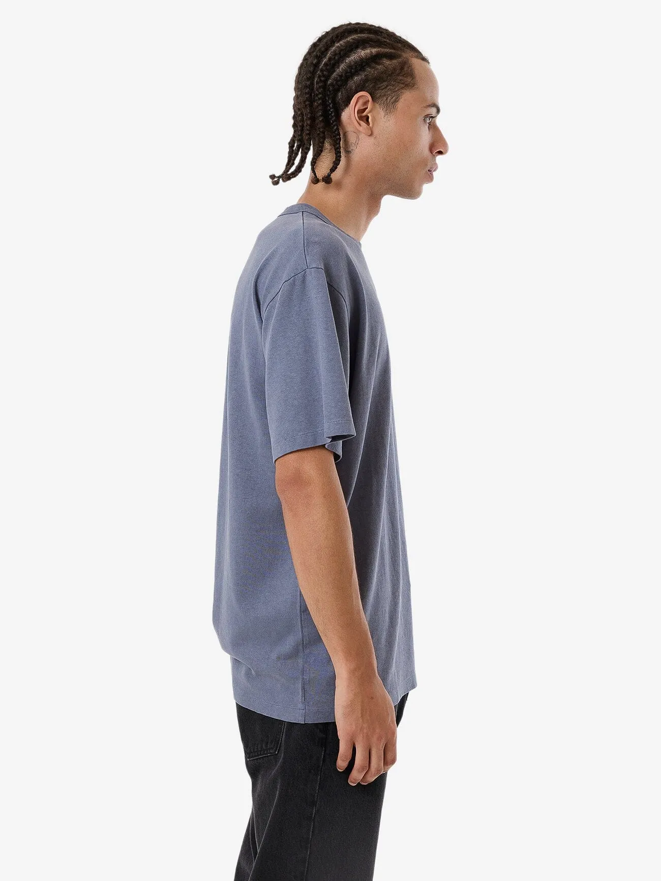 Hemp Thrills Embro Bind Merch Fit Tee - Folkstone Grey