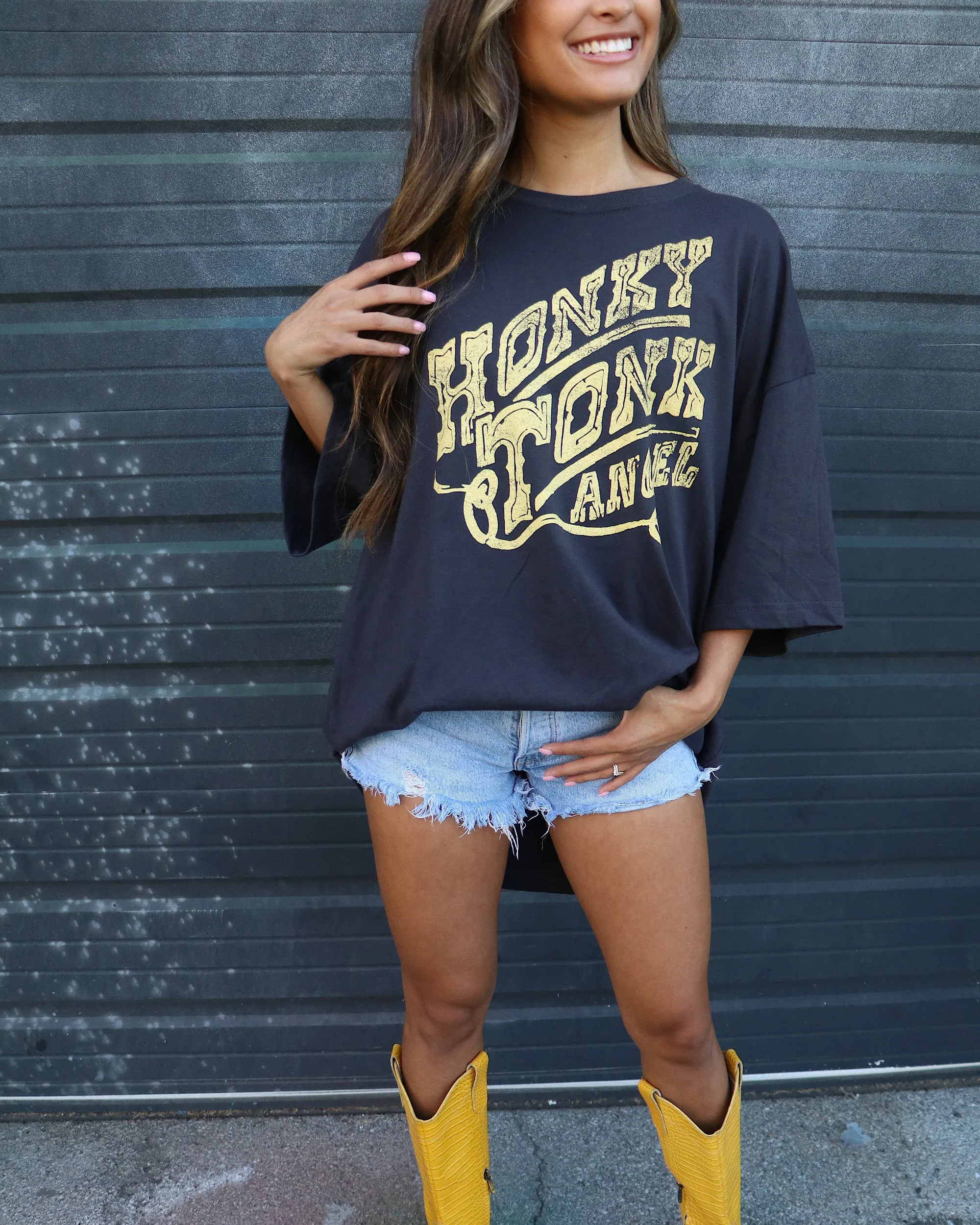 Honky Tonk Angel Black One Size Tee