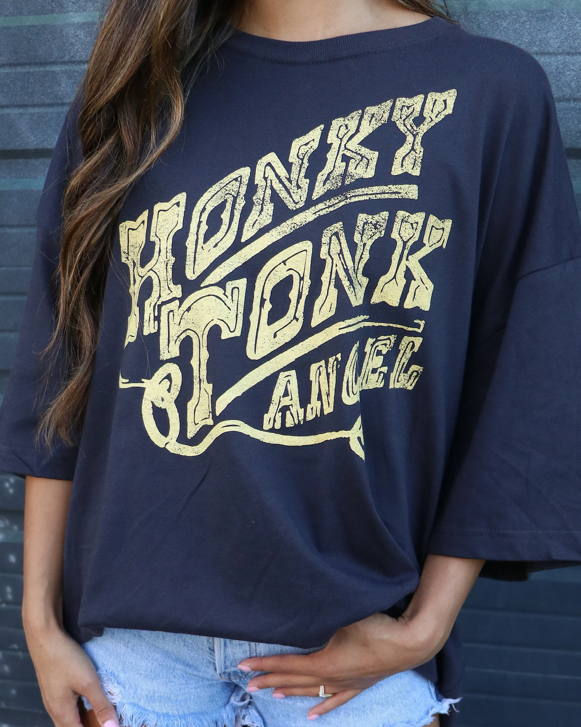 Honky Tonk Angel Black One Size Tee