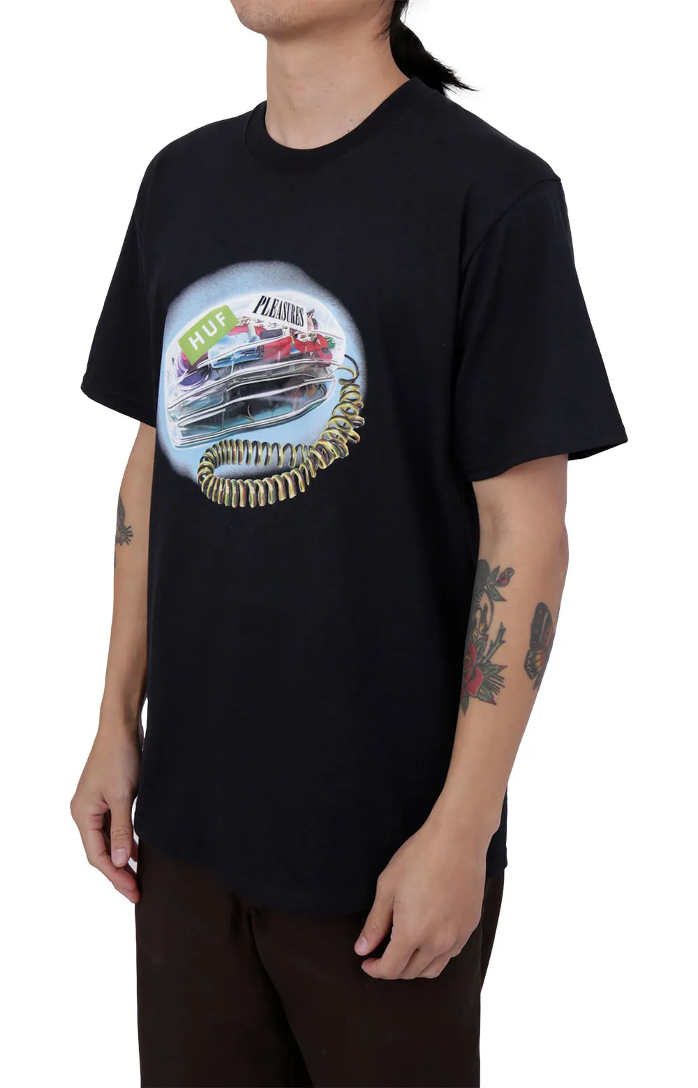 HUF x Pleasures Retro Landline Tee - Black