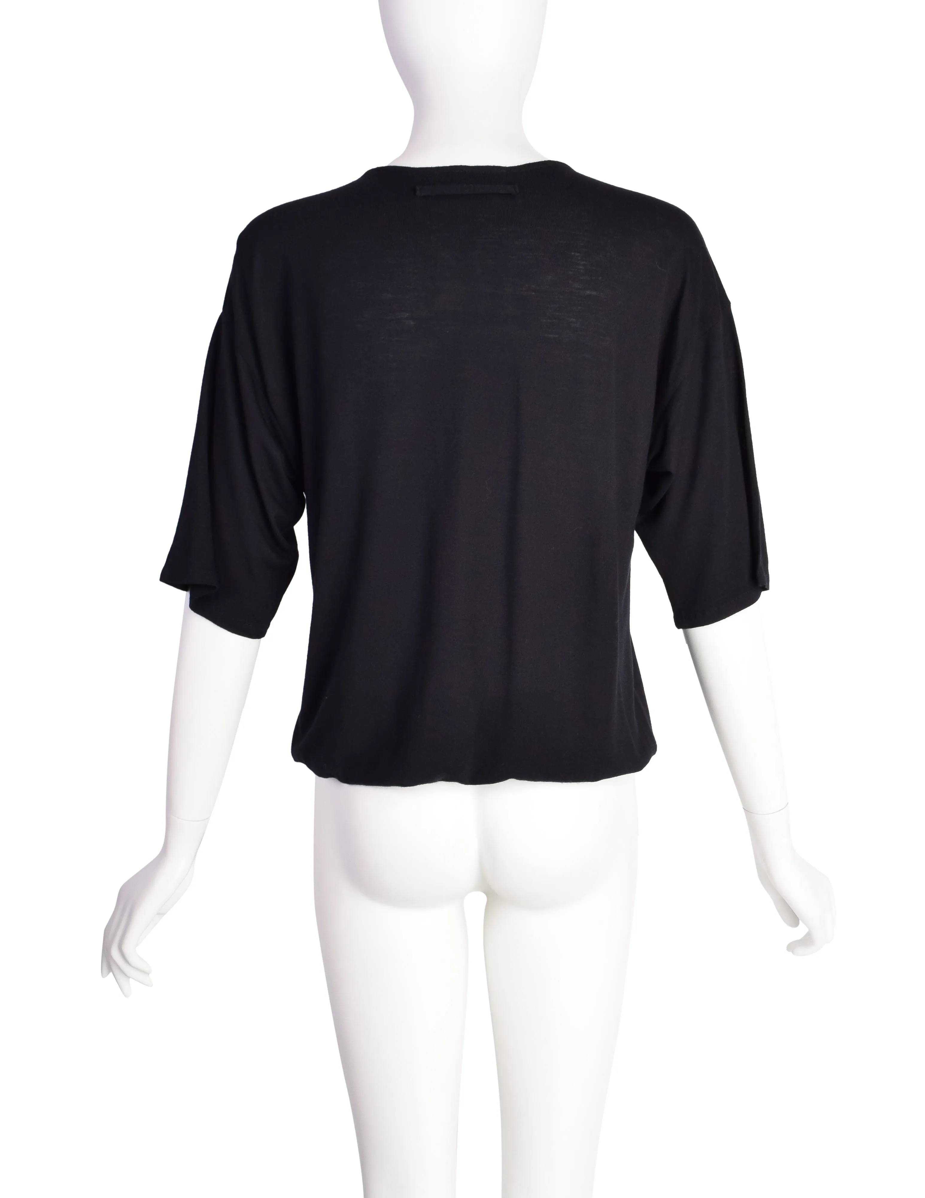 Jean Paul Gaultier Vintage 1980s Black Jersey T-Shirt with Visor