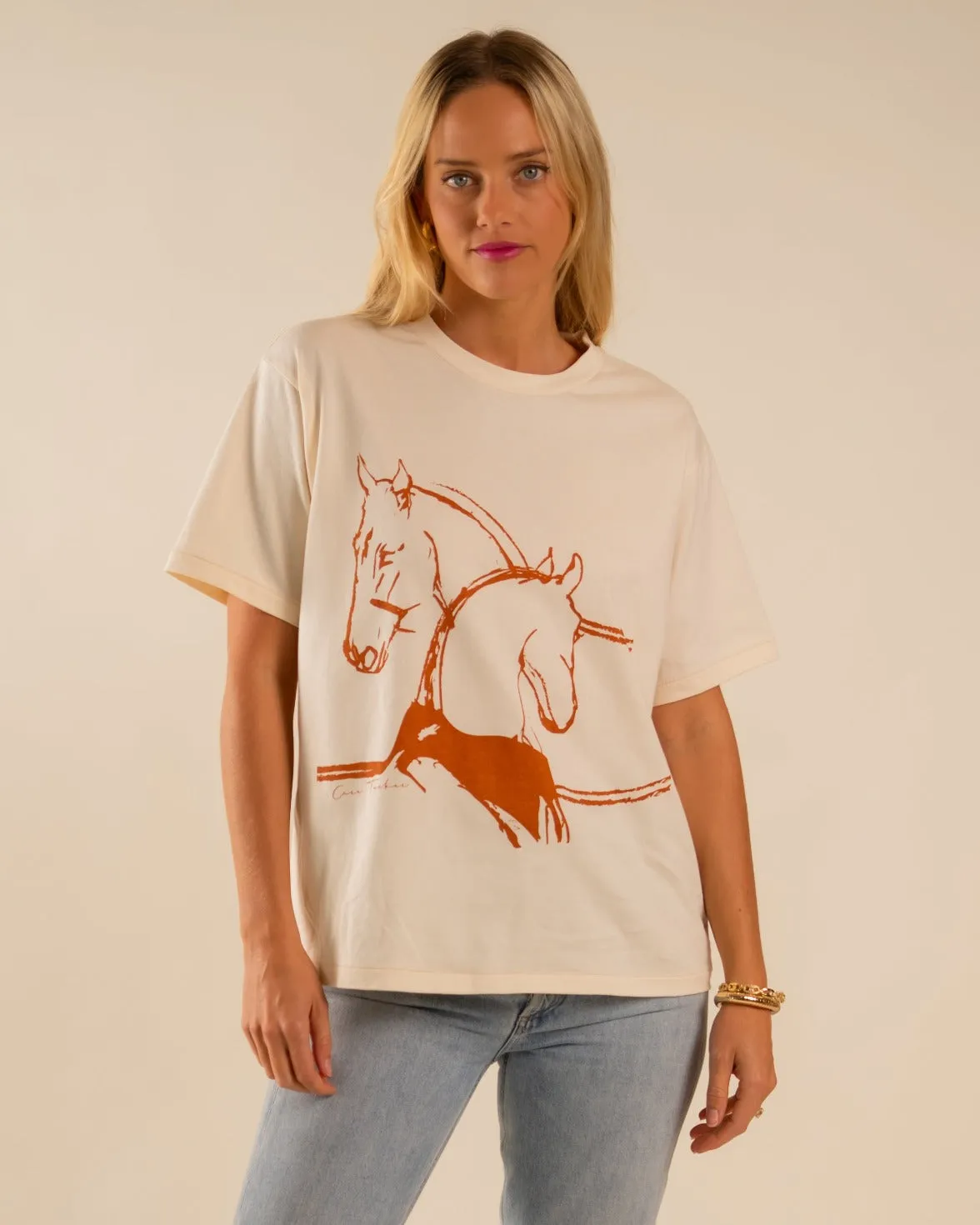 Marlie Tee Horses Embrace Ivory