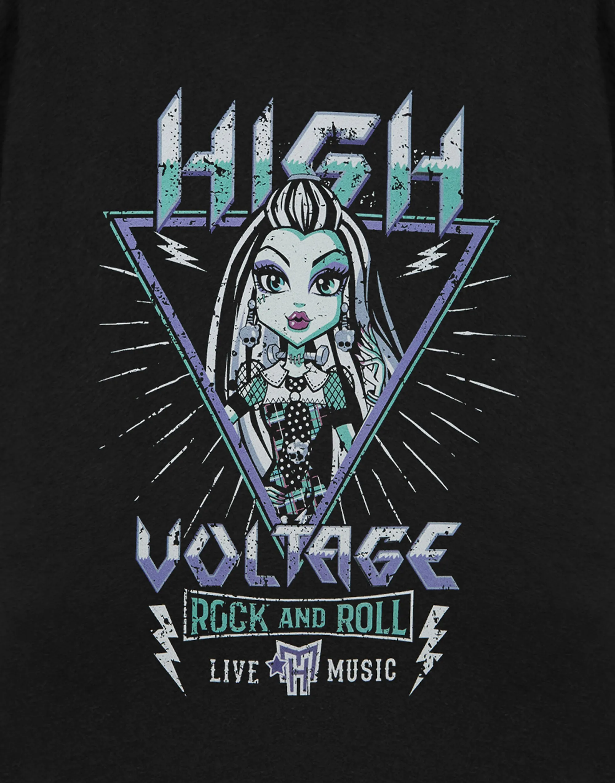 Monster High High Voltage Womens Black Short Sleeved T-Shirt