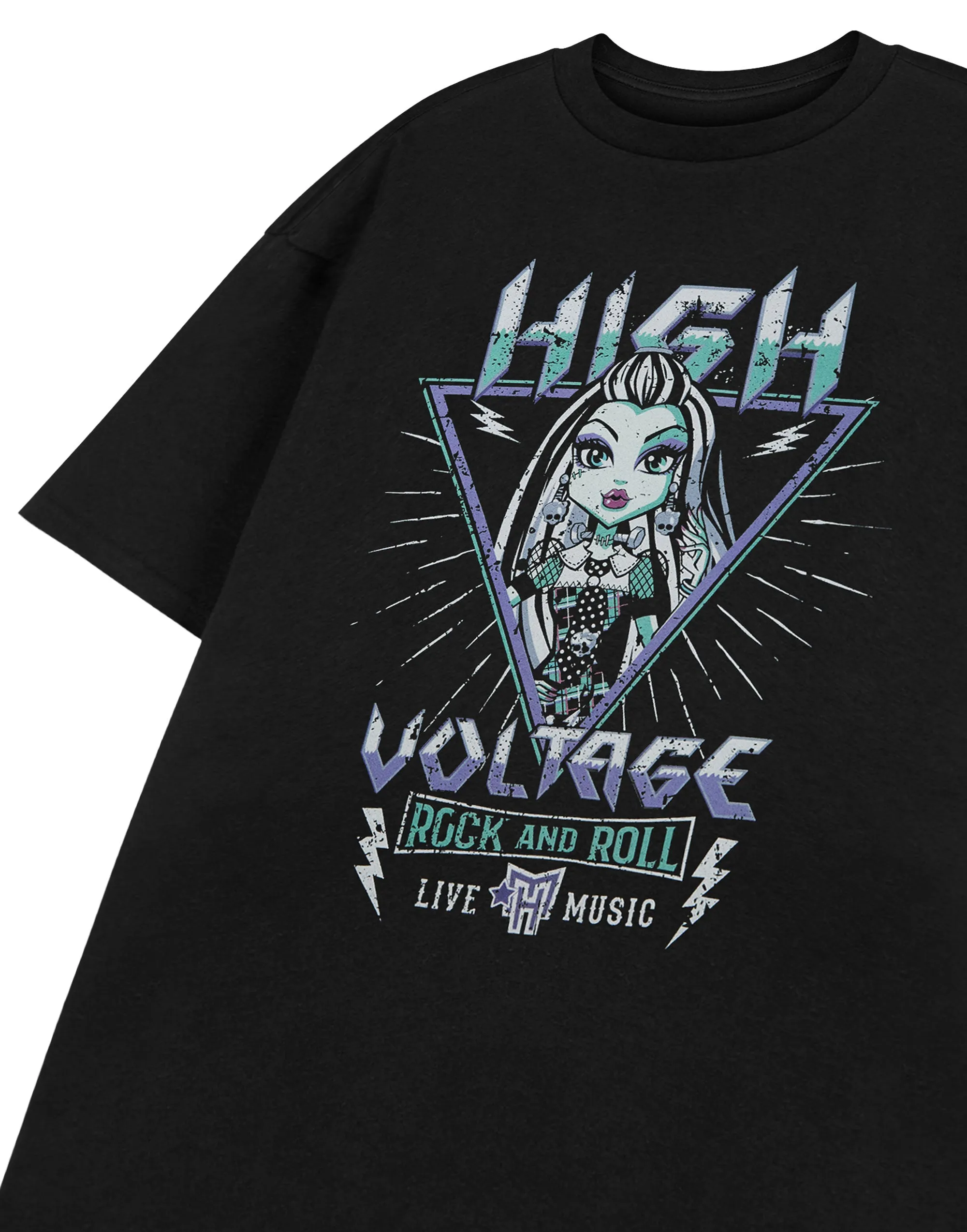 Monster High High Voltage Womens Black Short Sleeved T-Shirt