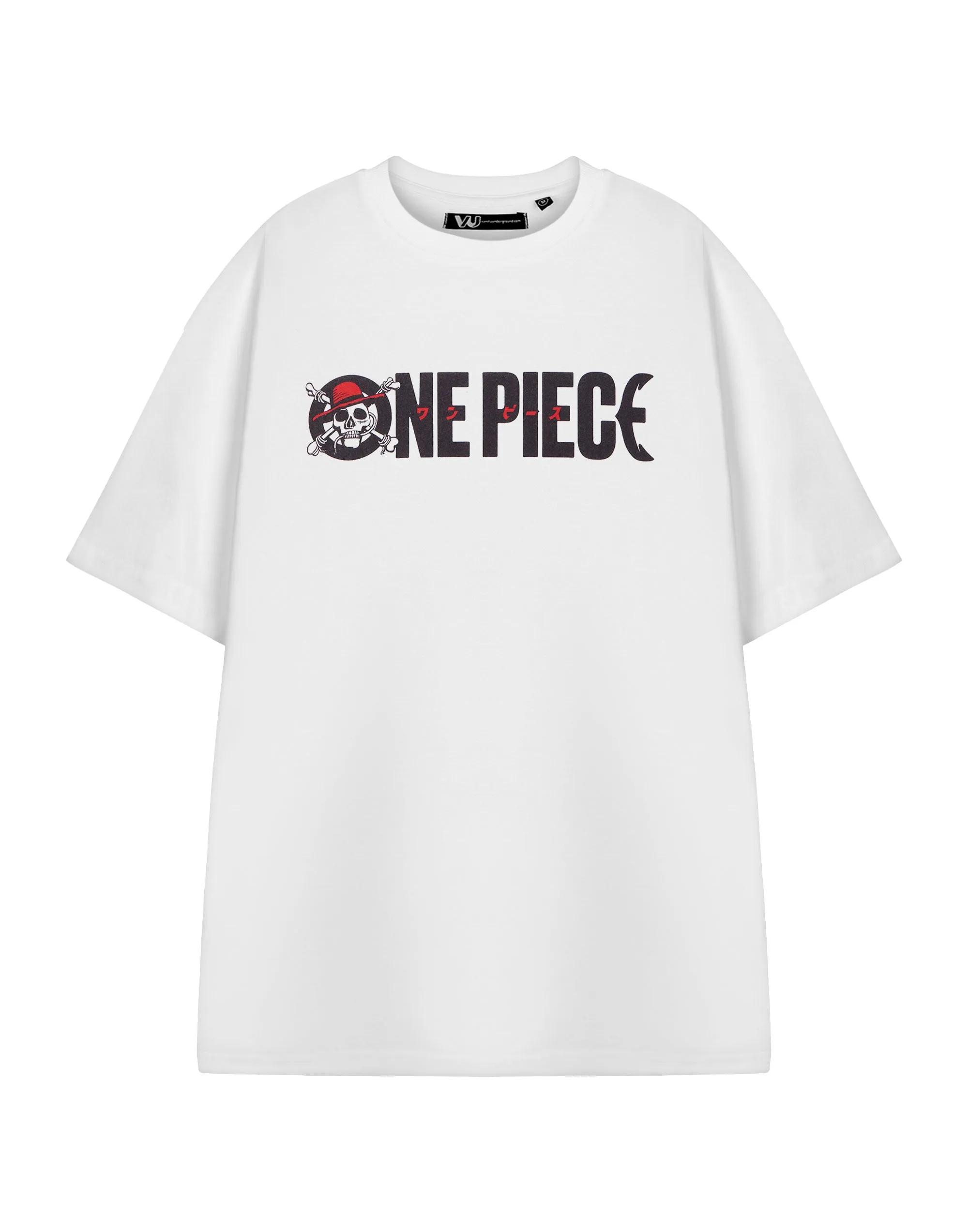 One Piece Logo Cross Bones Mens White Short Sleeved T-Shirt