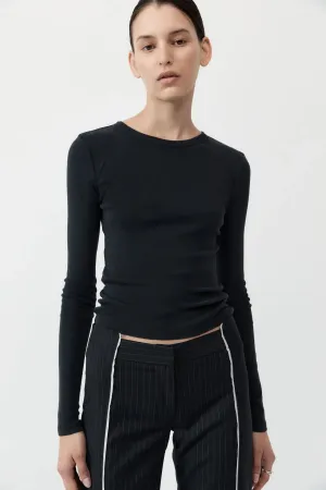 ORGANIC COTTON LONG SLEEVE TOP - BLACK