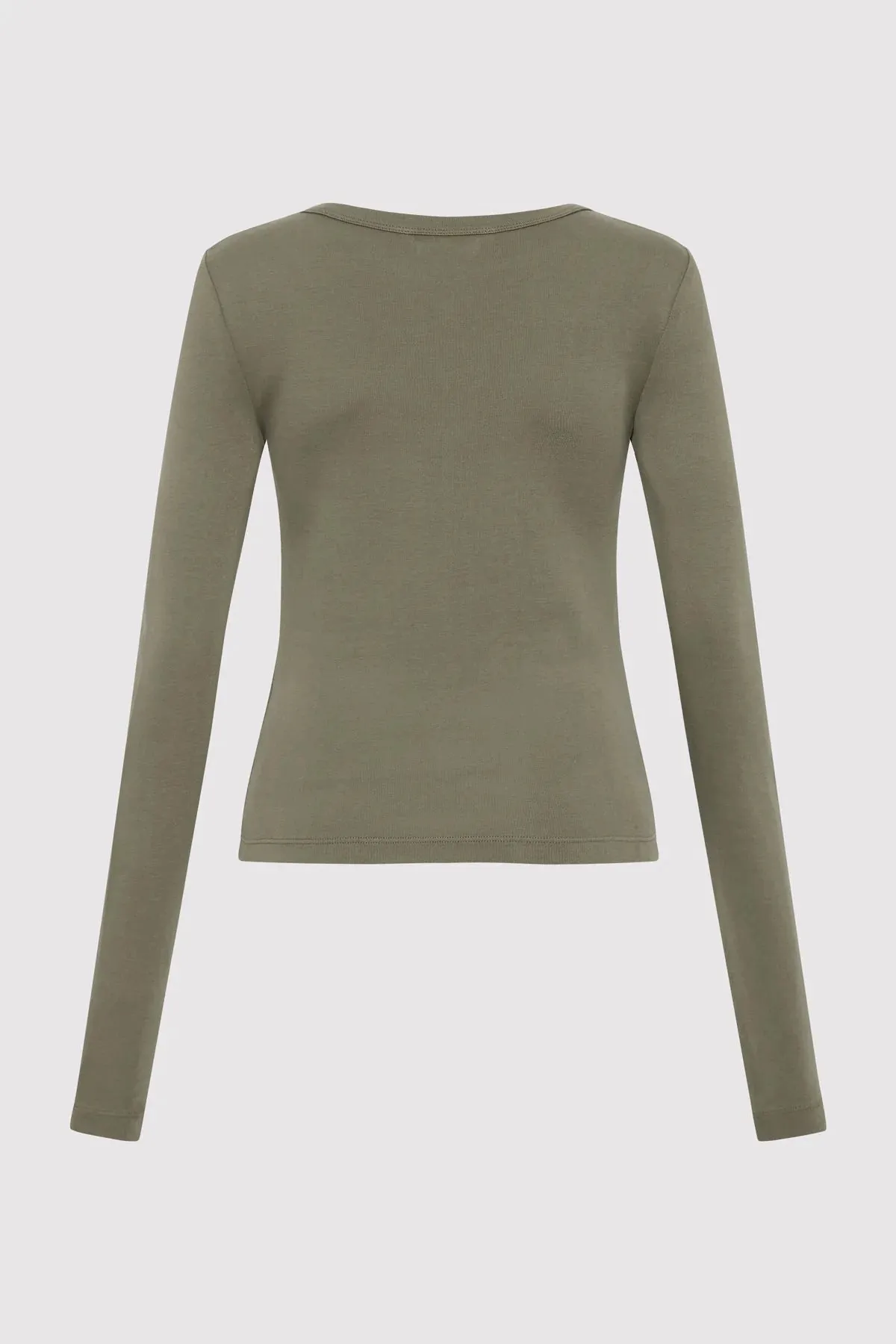 ORGANIC COTTON LONG SLEEVE TOP - SMOKEY OLIVE