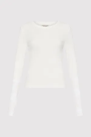 ORGANIC COTTON SOFT RIB LONG SLEEVE TOP - WHITE