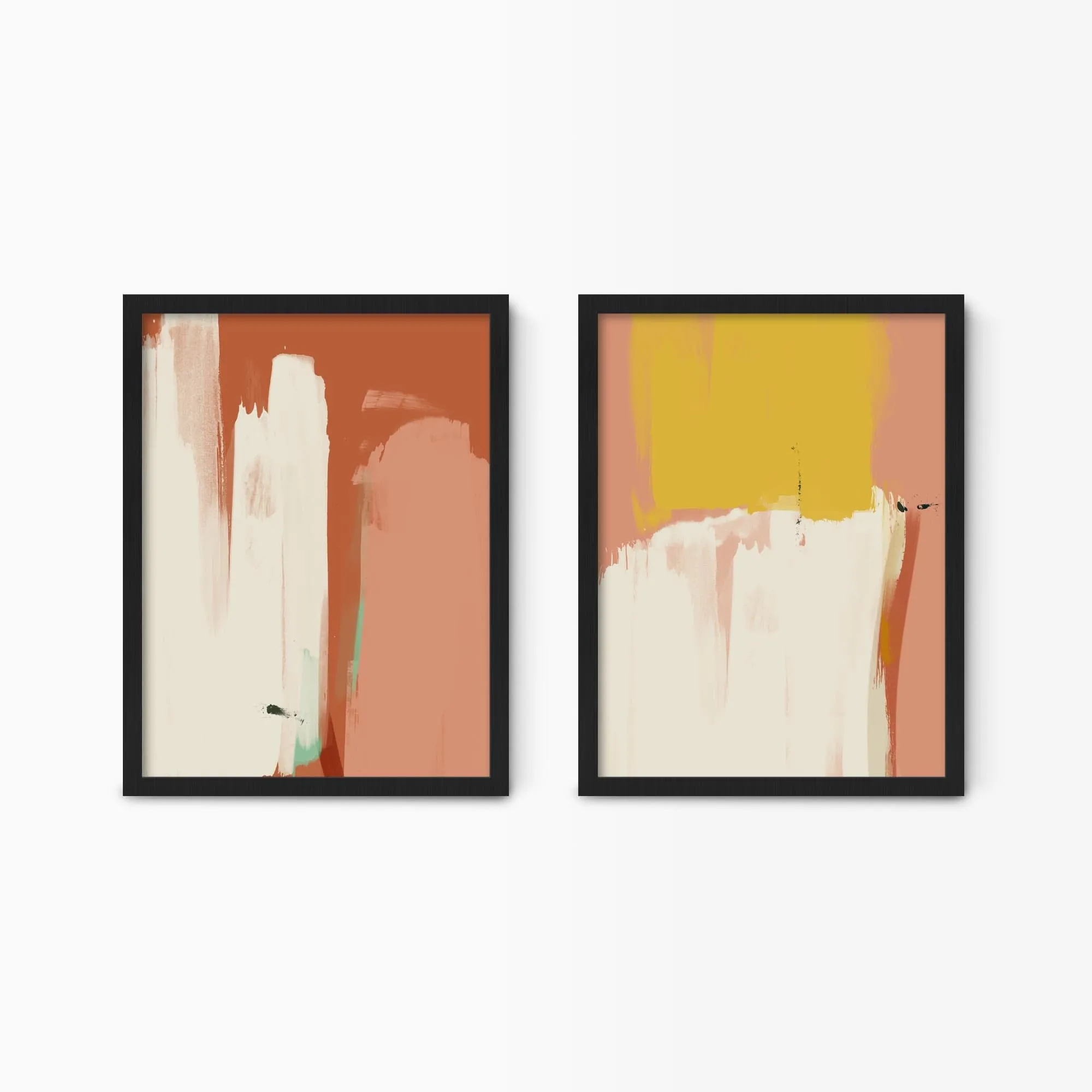 Pink & Yellow Abstract Wall Art Set