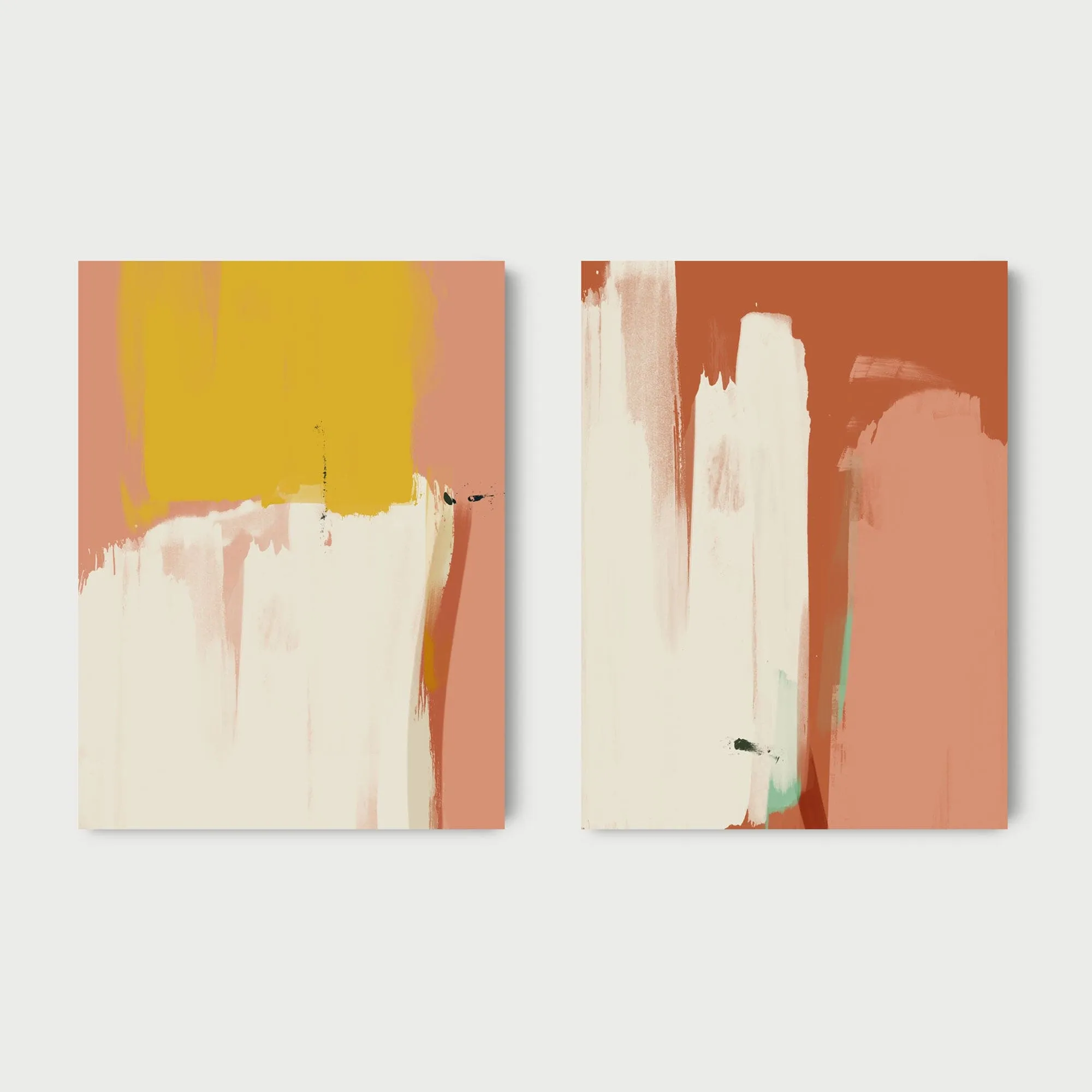 Pink & Yellow Abstract Wall Art Set