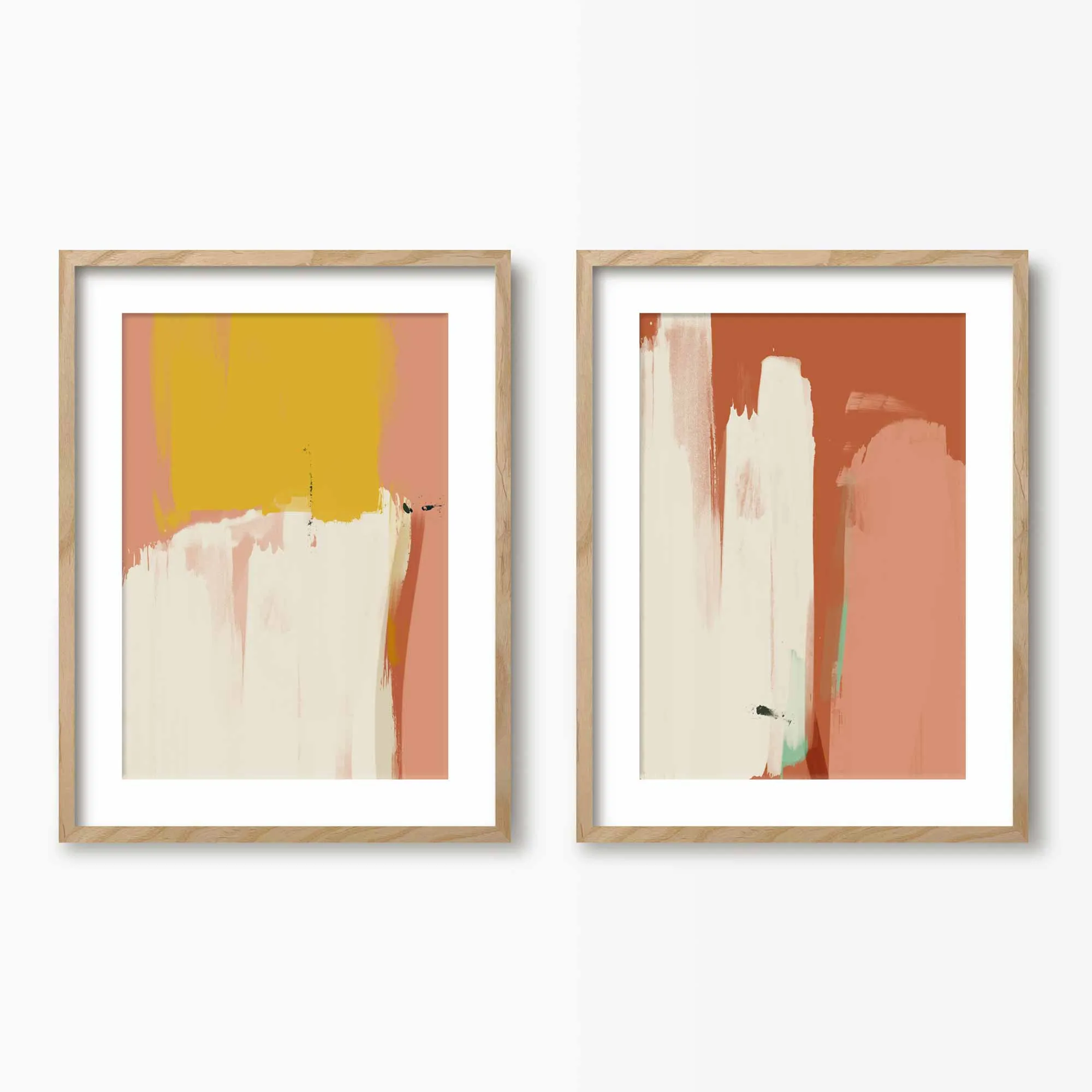 Pink & Yellow Abstract Wall Art Set