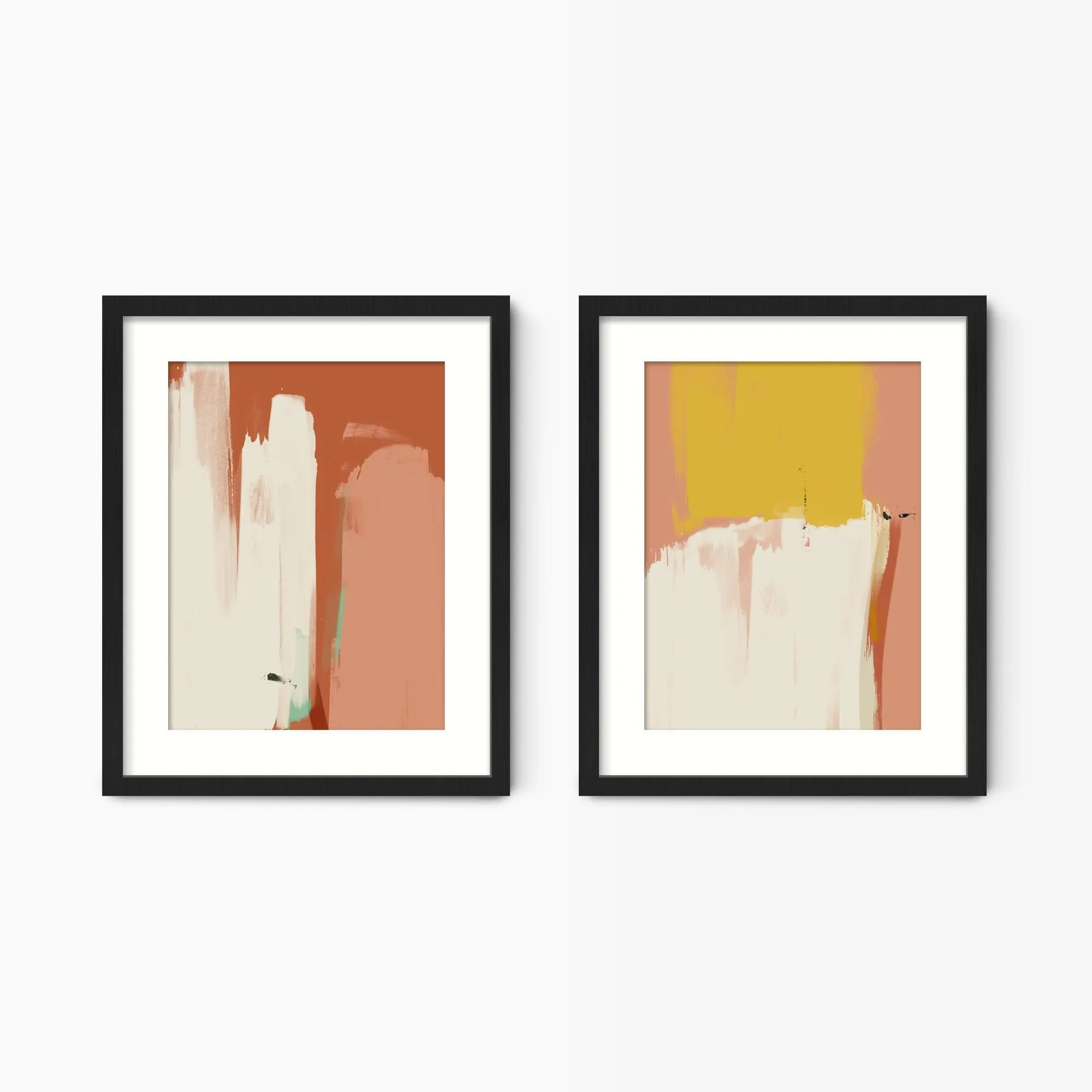 Pink & Yellow Abstract Wall Art Set