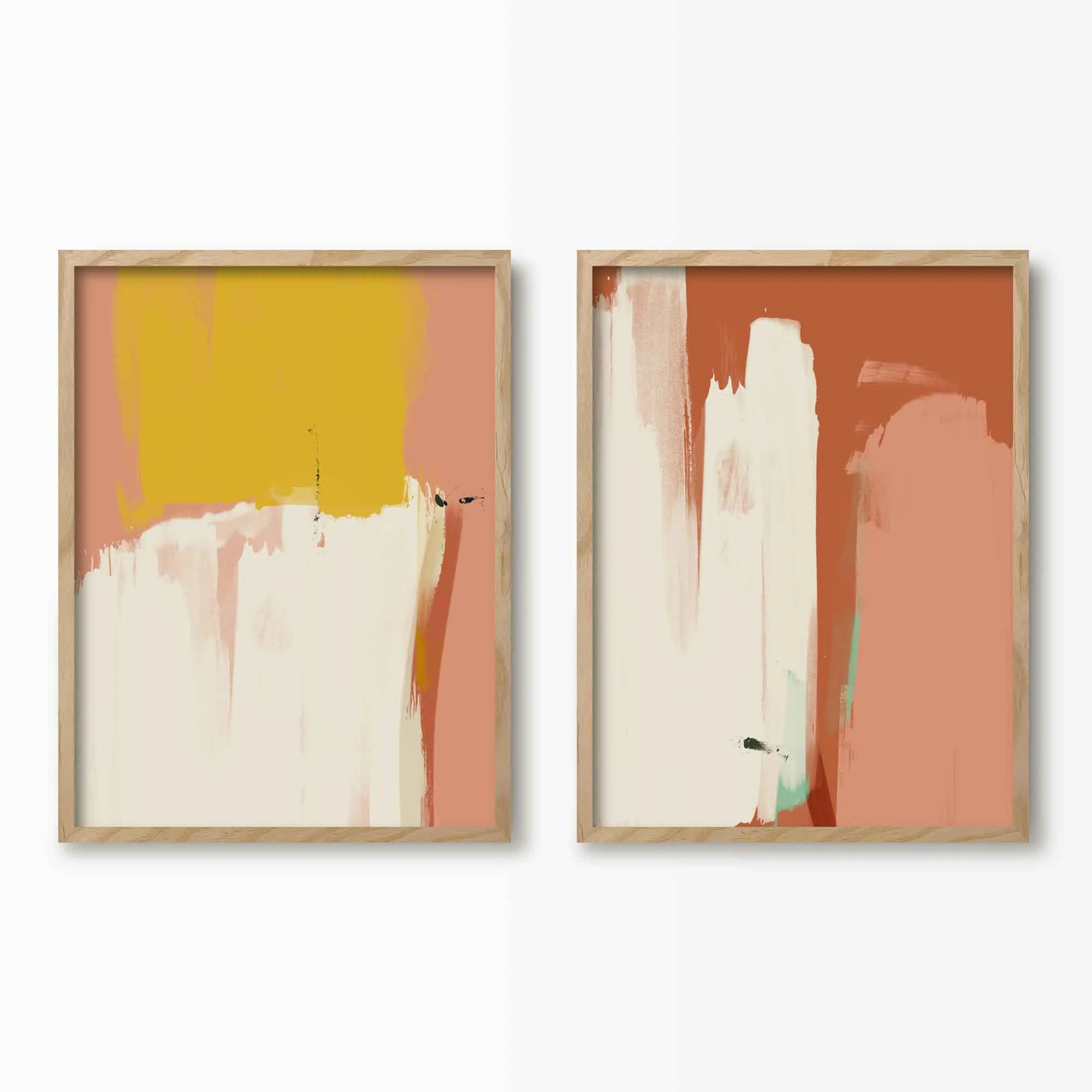 Pink & Yellow Abstract Wall Art Set