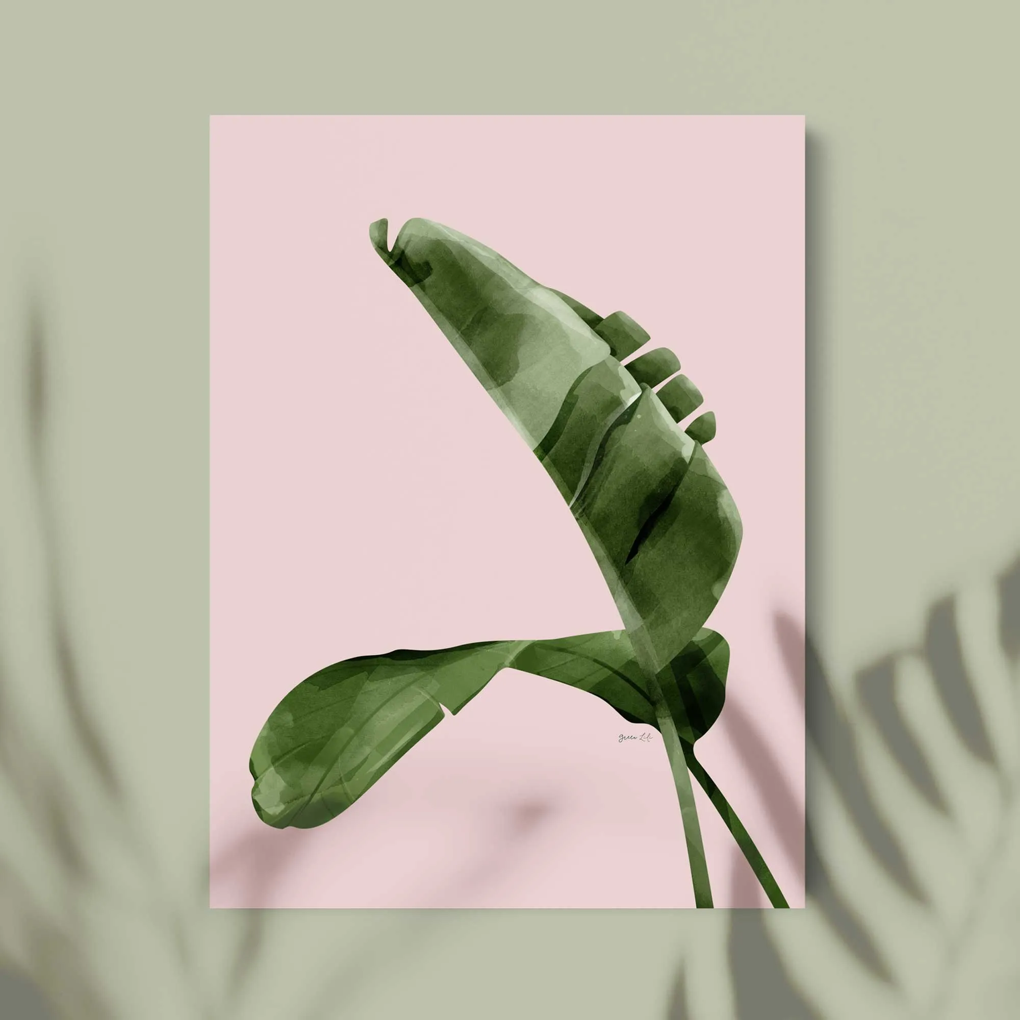 Pink Banana Leaves Print