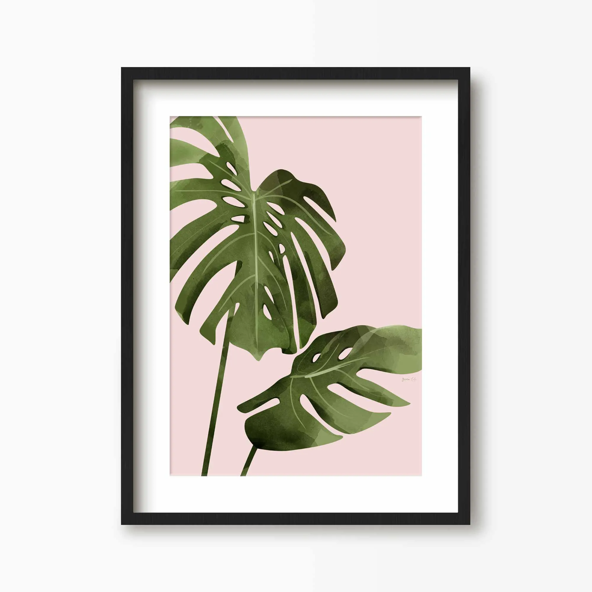 Pink Monstera Leaves Print