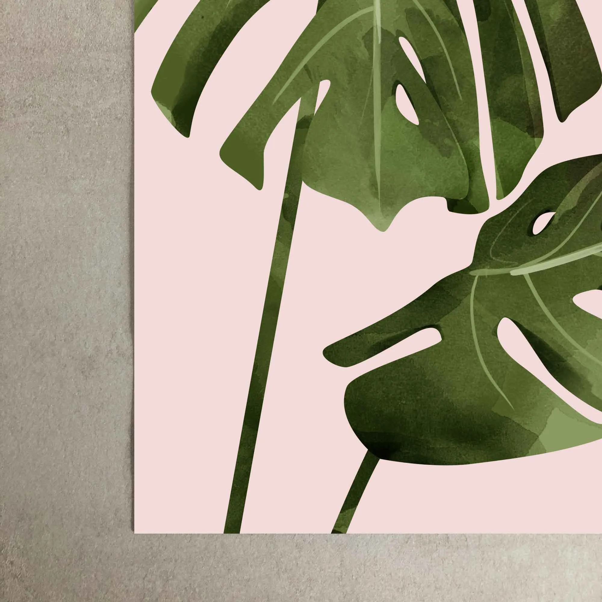 Pink Monstera Leaves Print