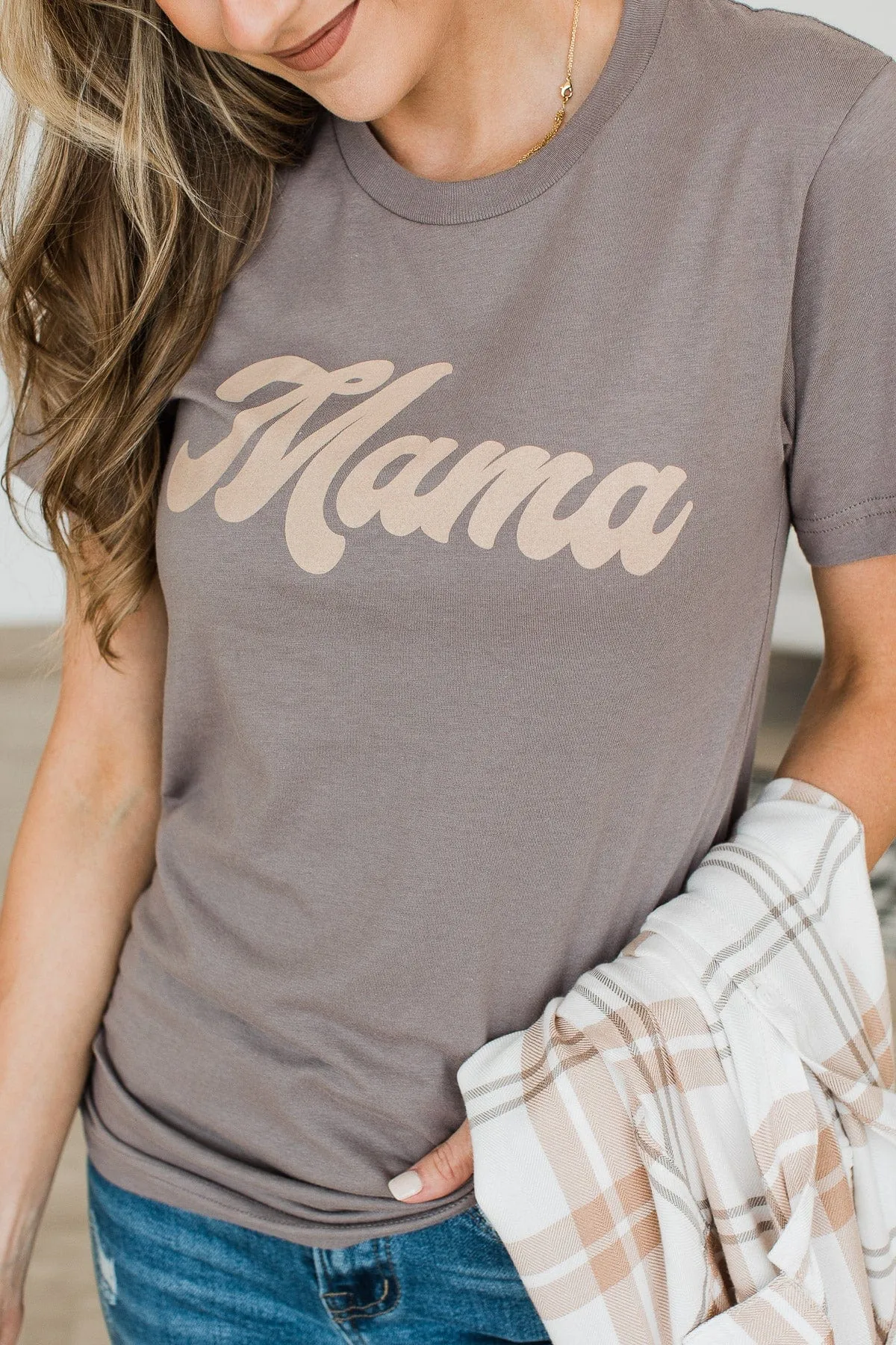 "Mama" Retro Font Graphic Tee- Dusty Mocha