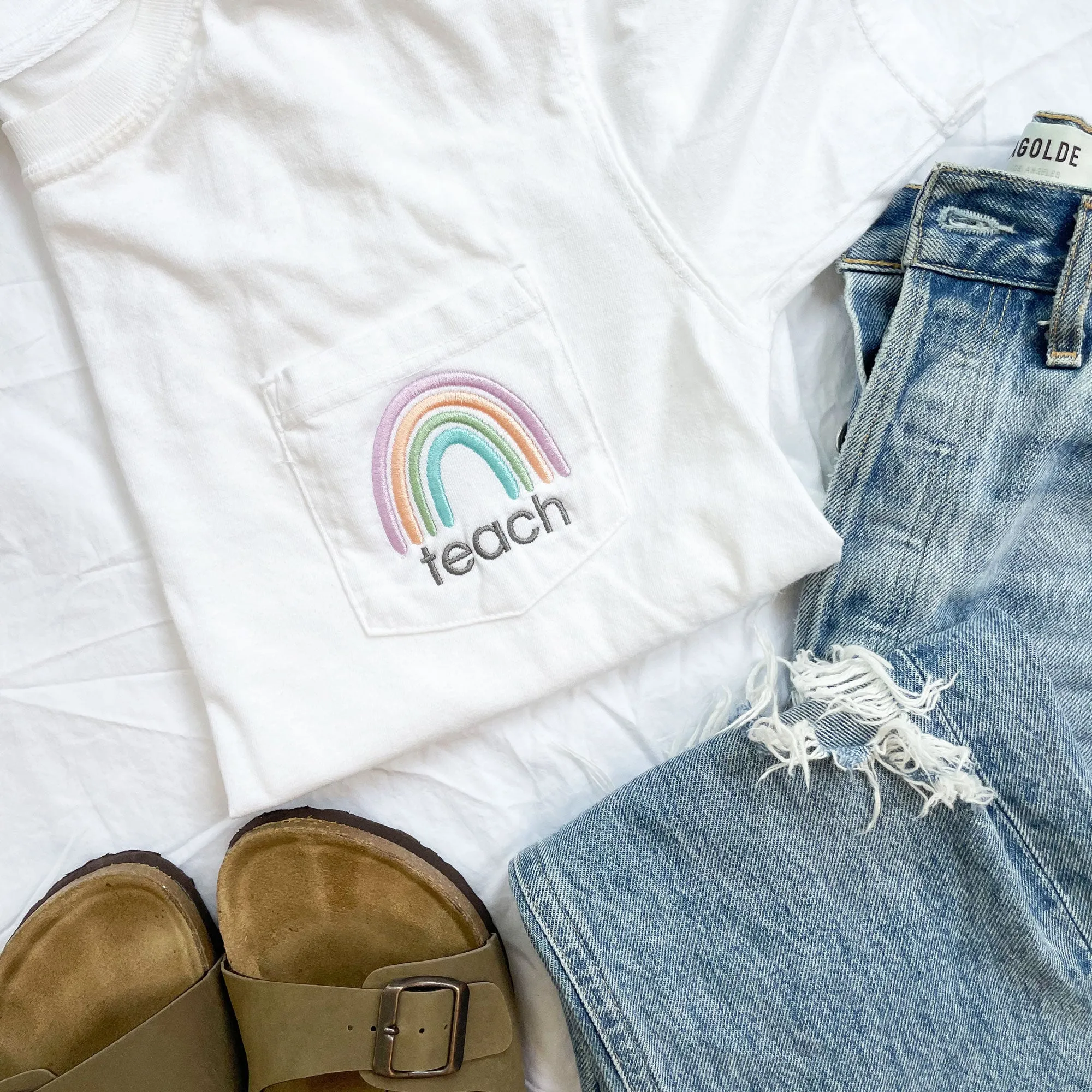 Rainbow Teach Pocket Tee