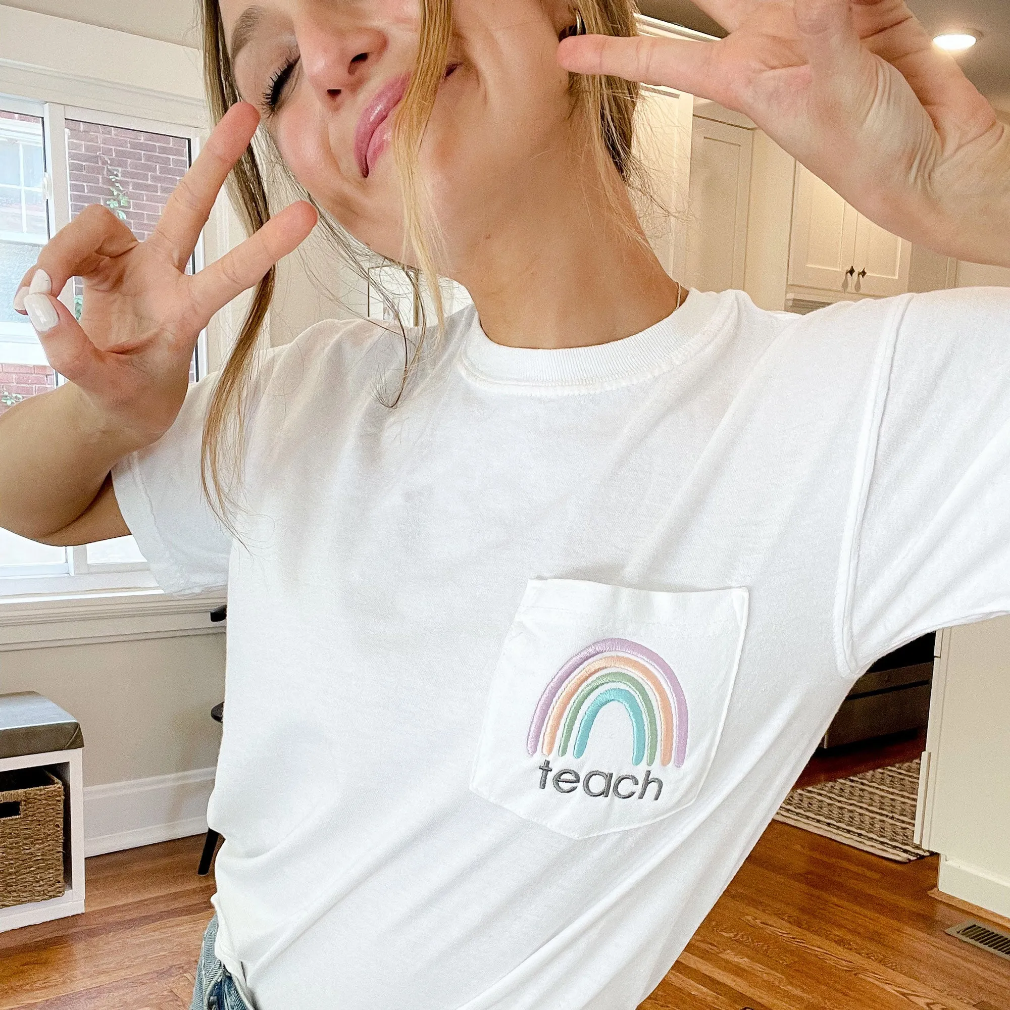 Rainbow Teach Pocket Tee