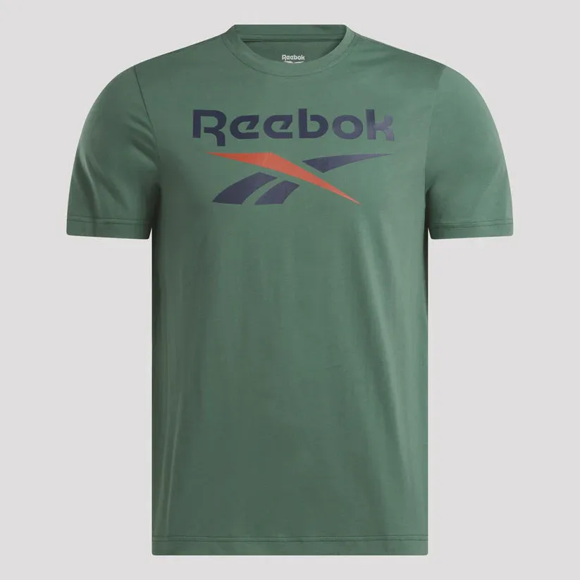 REEBOK IDENTITY BIG STACKED LOGO T-SHIRT - MENS - ESCAPE GREEN