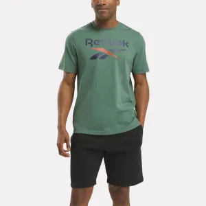 REEBOK IDENTITY BIG STACKED LOGO T-SHIRT - MENS - ESCAPE GREEN