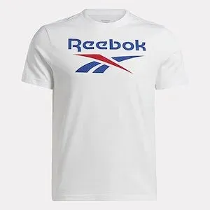 REEBOK IDENTITY BIG STACKED LOGO T-SHIRT - MENS - WHITE